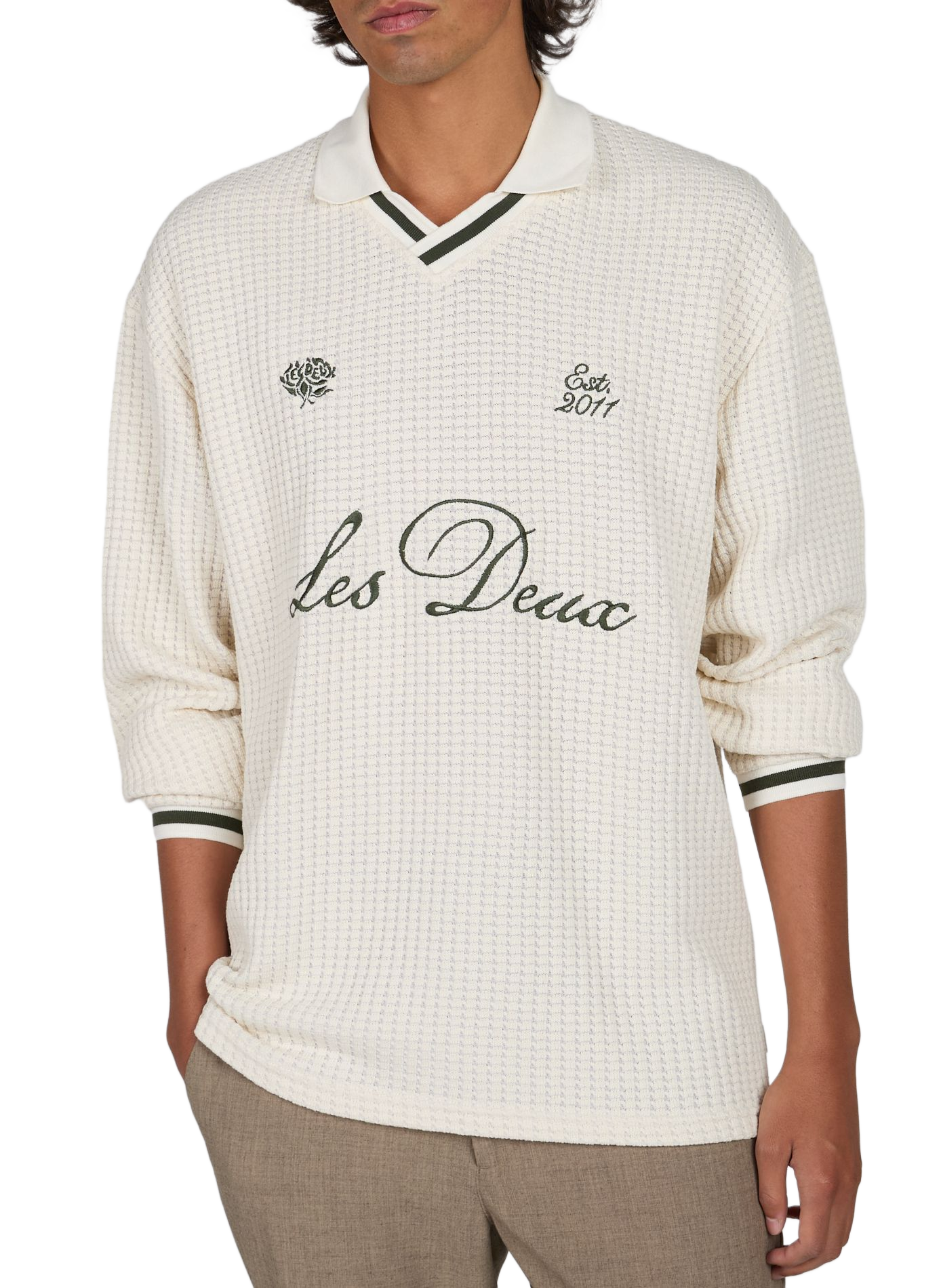 Kapuzenpullover mit gesticktem Logo aus Baumwollmischung LES DEUX Beige