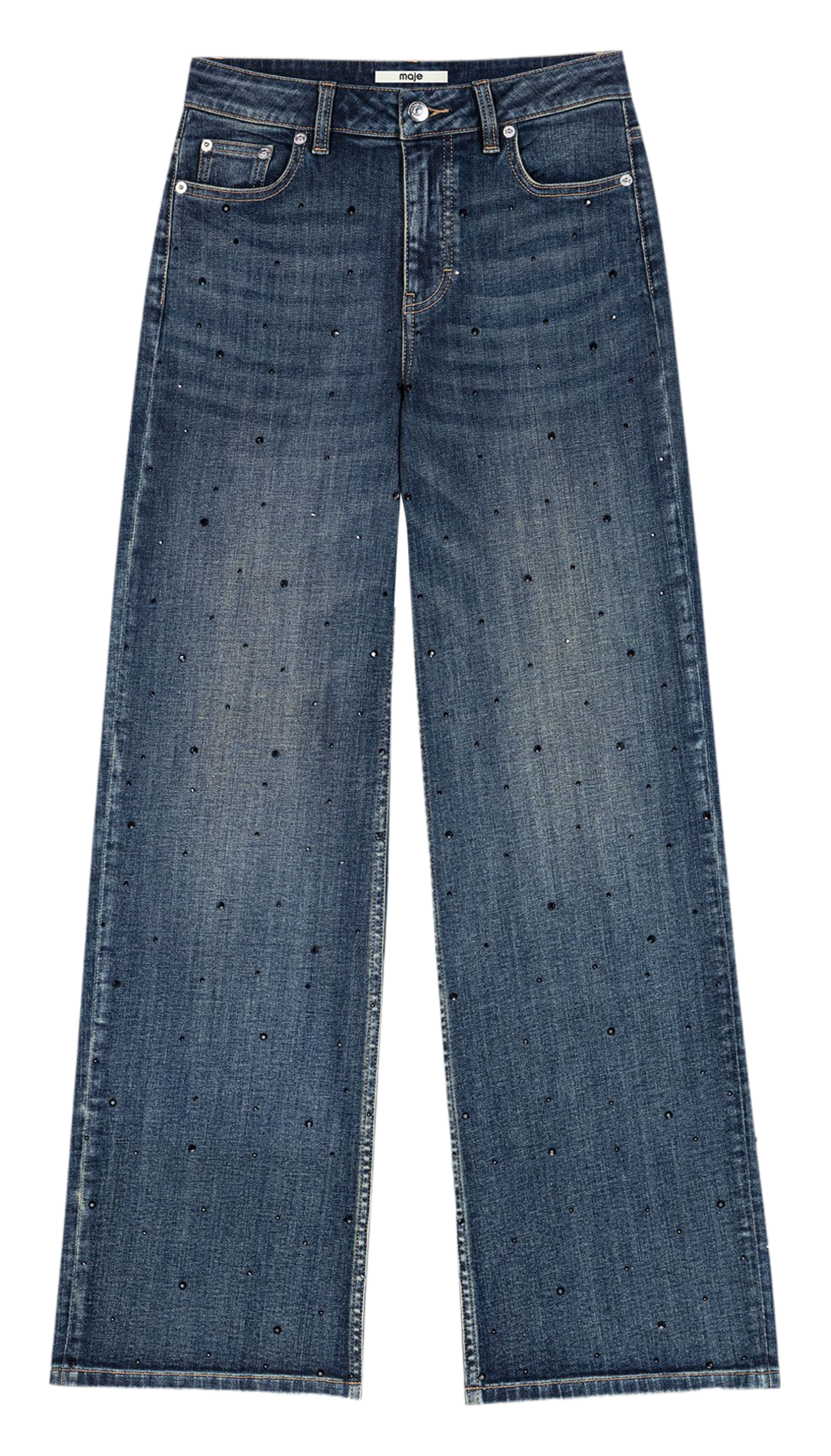 Jean large taille haute en coton mélangé MAJE Bleu