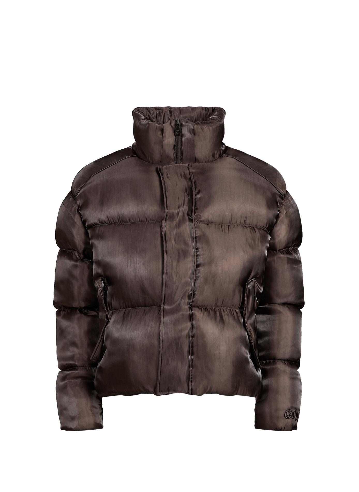 Puffer jacket with high collar uniform ONLY THE BLIND Brown