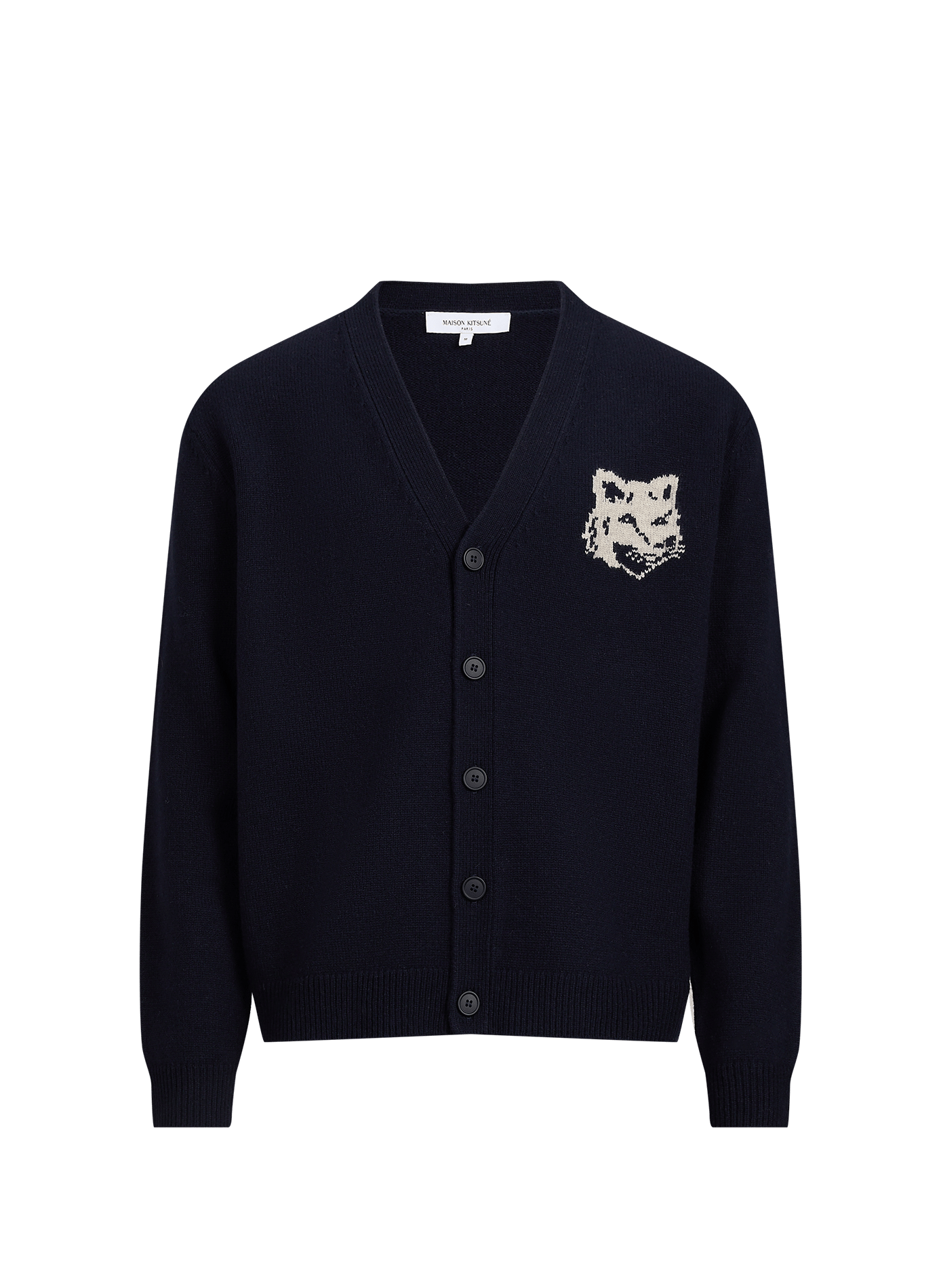 Cardigan en laine Fox Head MAISON KITSUNÉ Bleu