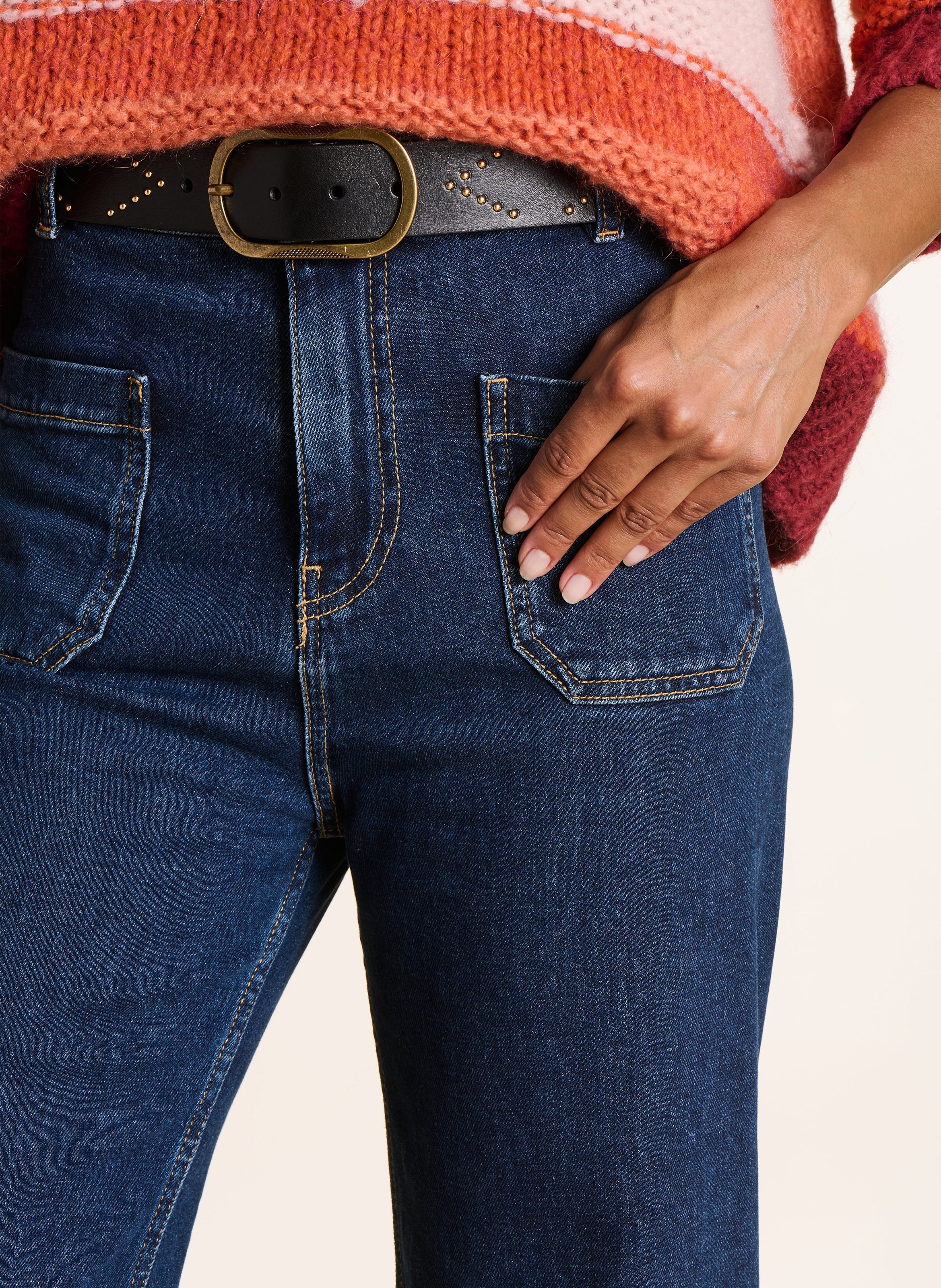 Rechte jeans met hoge taille van een biologisch katoenmengsel LA FEE MARABOUTEE Blauw