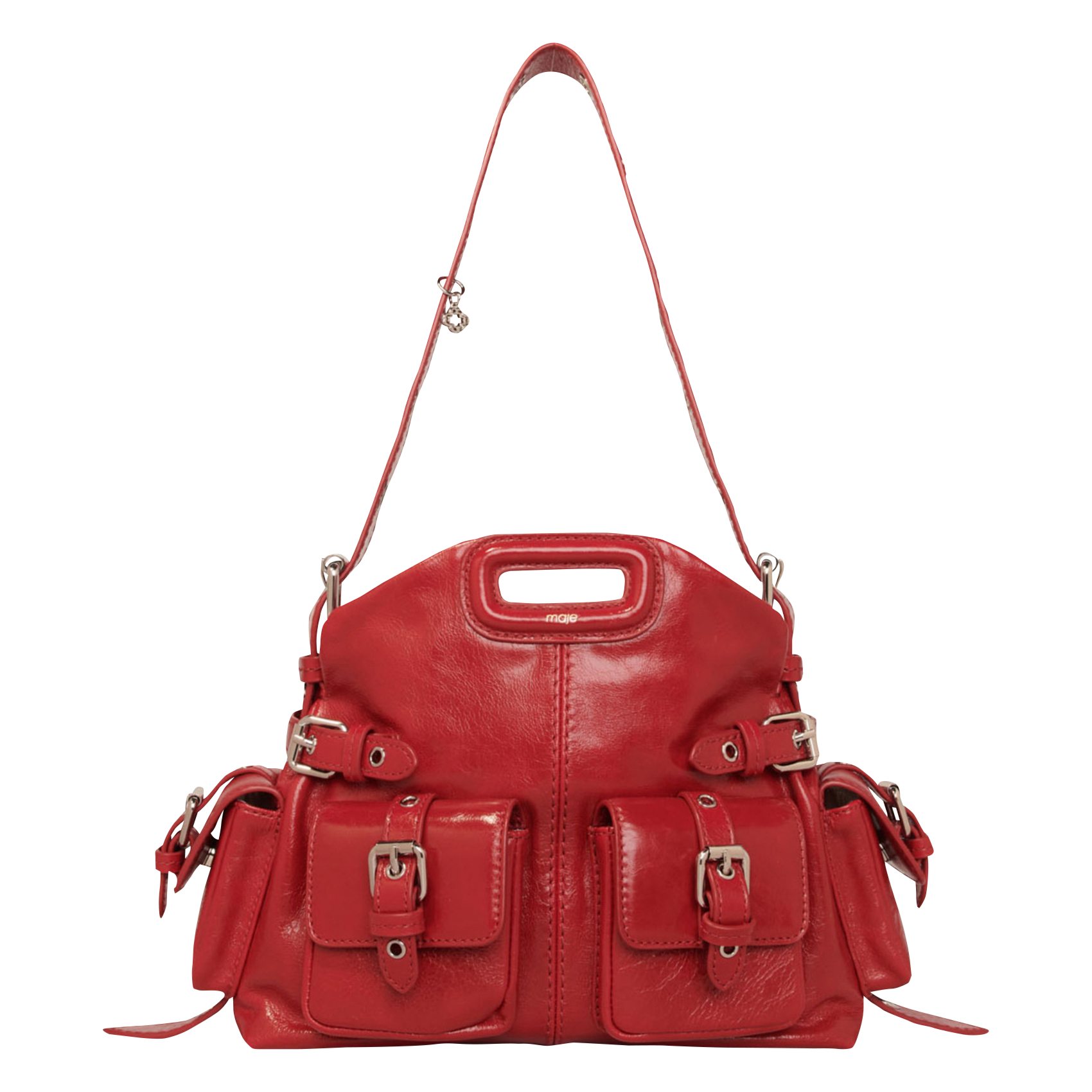 MAJE Sac bandoulière à poches en cuir miss m mini Rouge