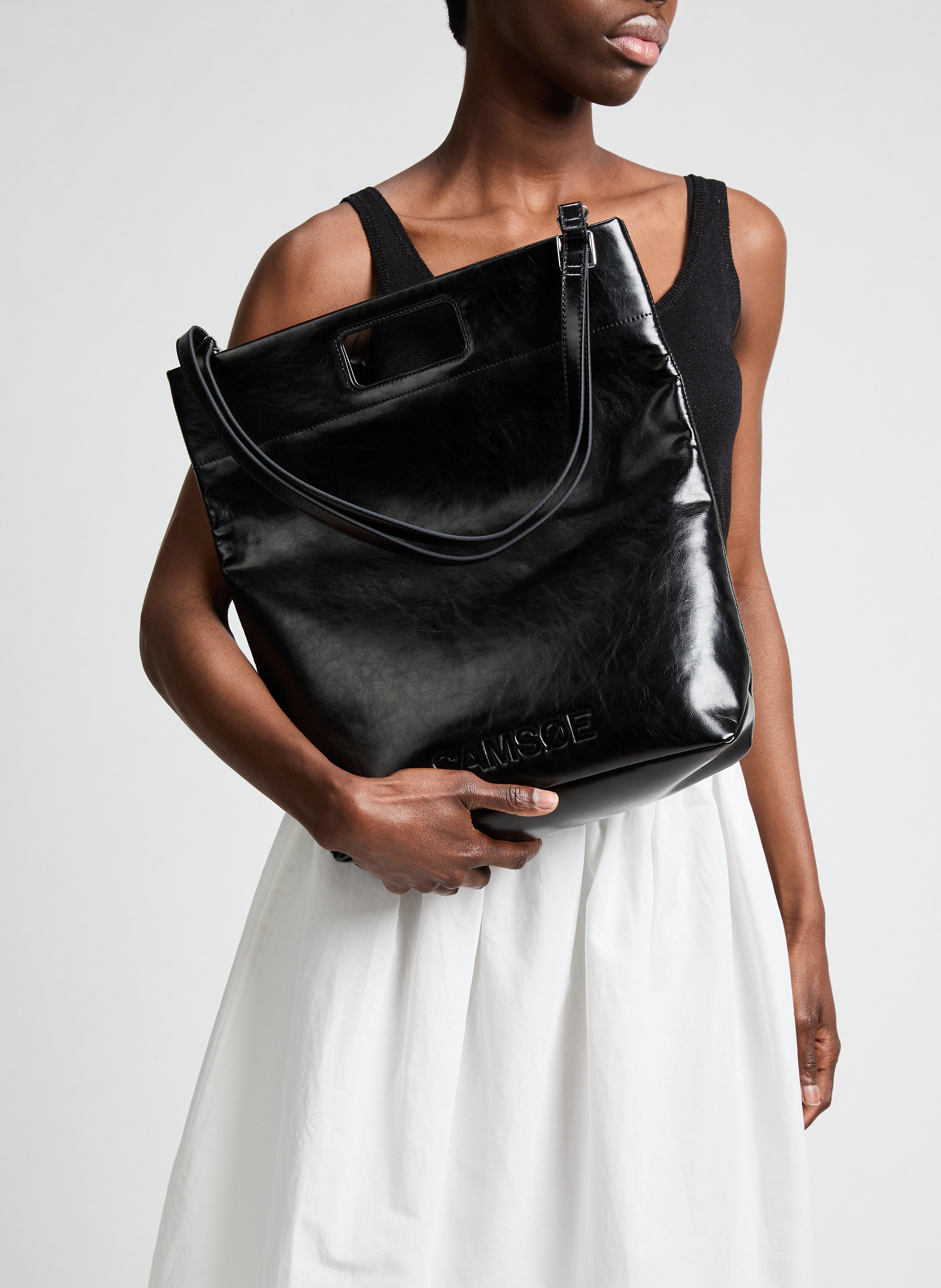 Sac cabas Sajennie en cuir SAMSOE SAMSOE Noir