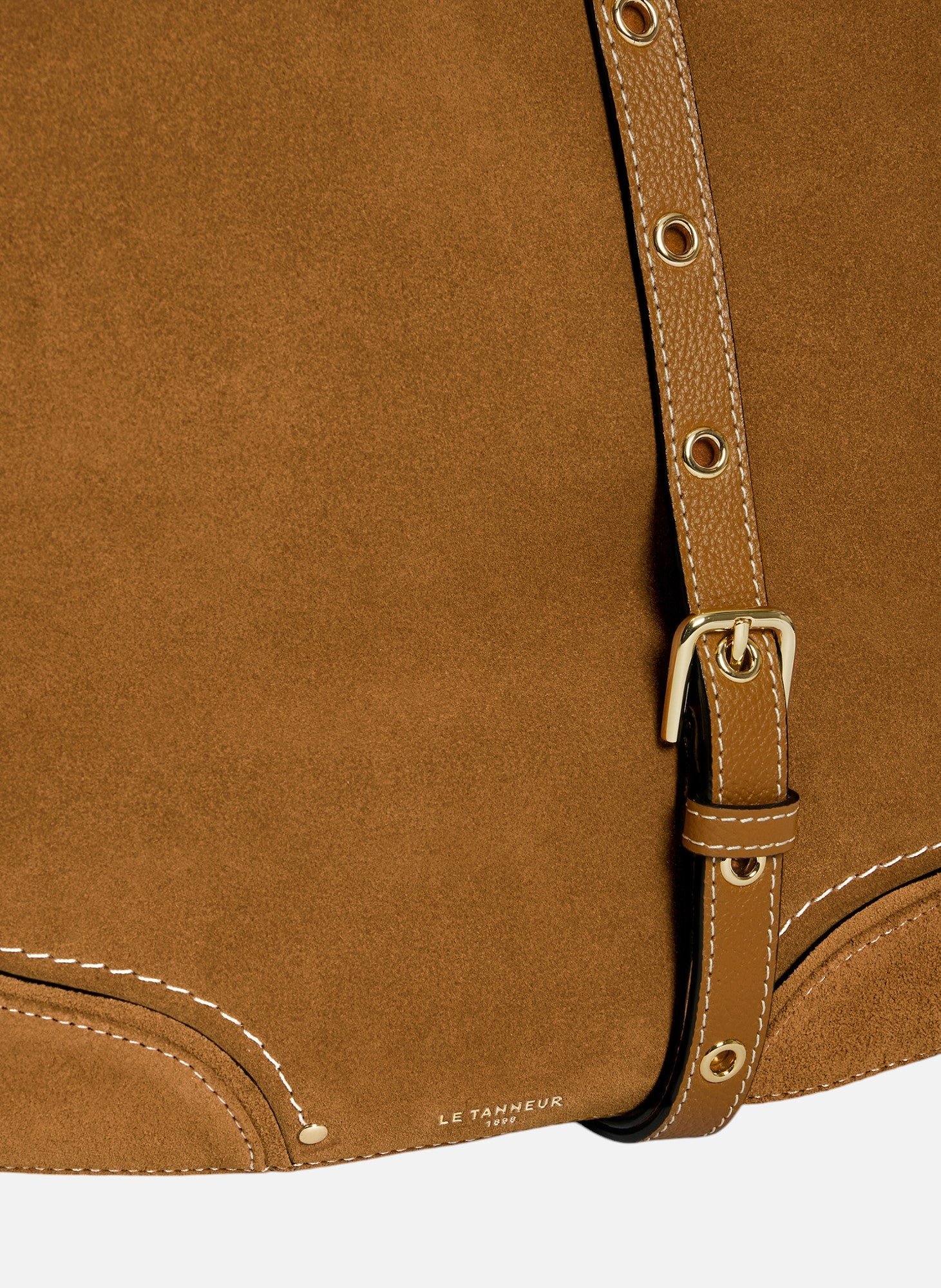 Sac hobo moyen modèle ella en cuir grainé et nubuck LE TANNEUR Marron
