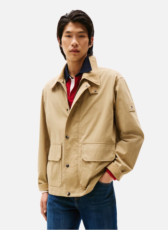 Water-repellent jacket with corduroy collar Beige by TOMMY HILFIGER TOMMY HILFIGER Water-repellent jacket with corduroy collar Beige