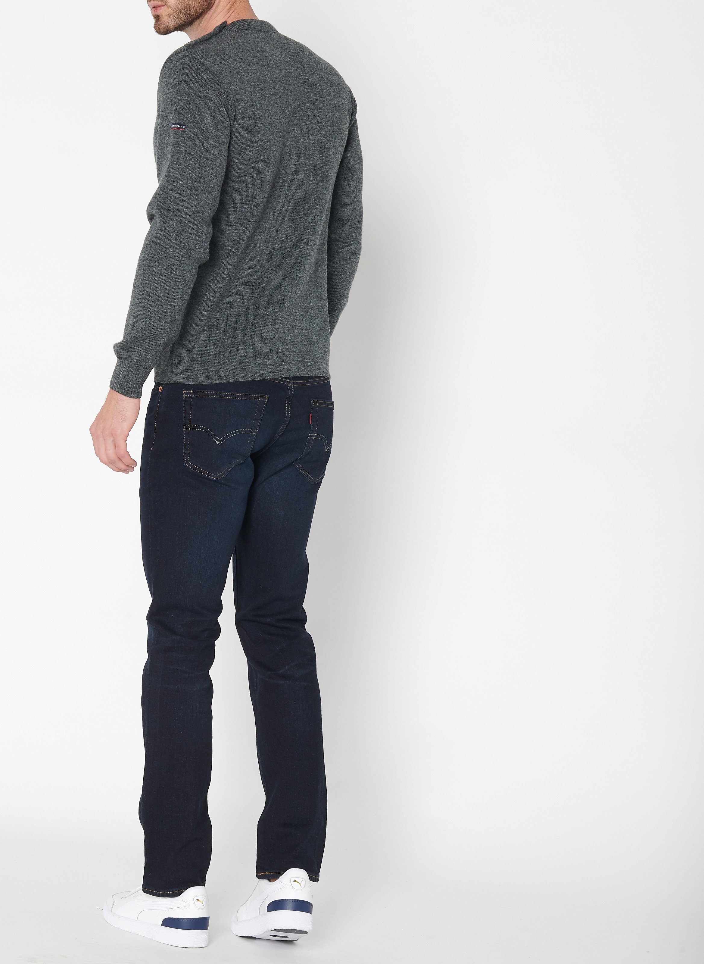 Pull col rond regular-fit en laine ARMOR-LUX Gris