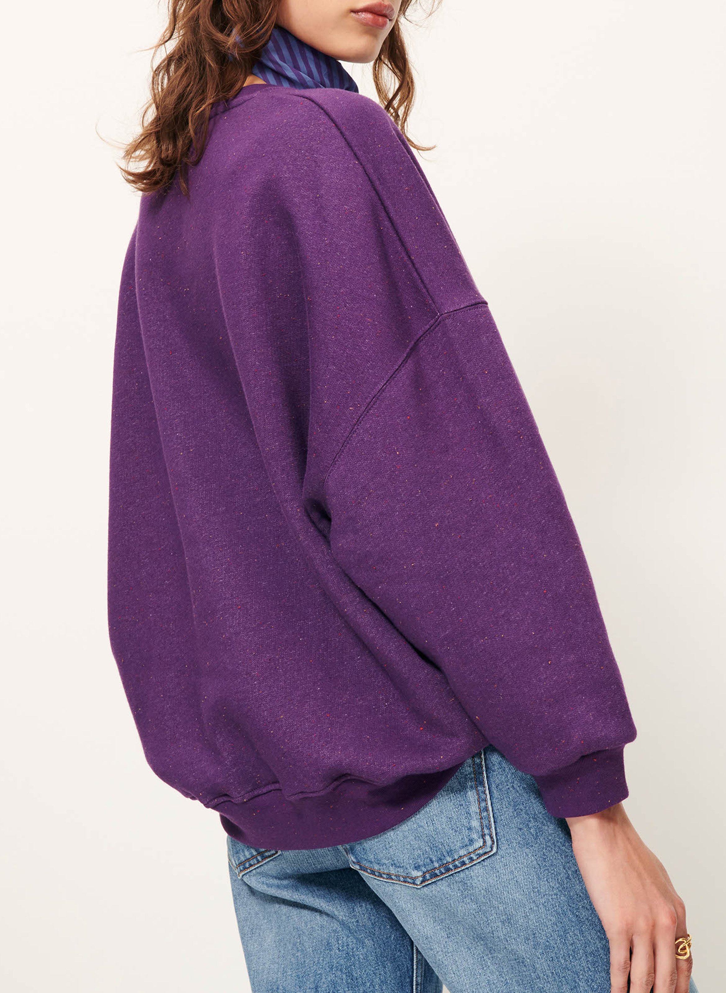 Sweat ample col rond moucheté en coton bio mélangé chebbi SESSUN Bleu