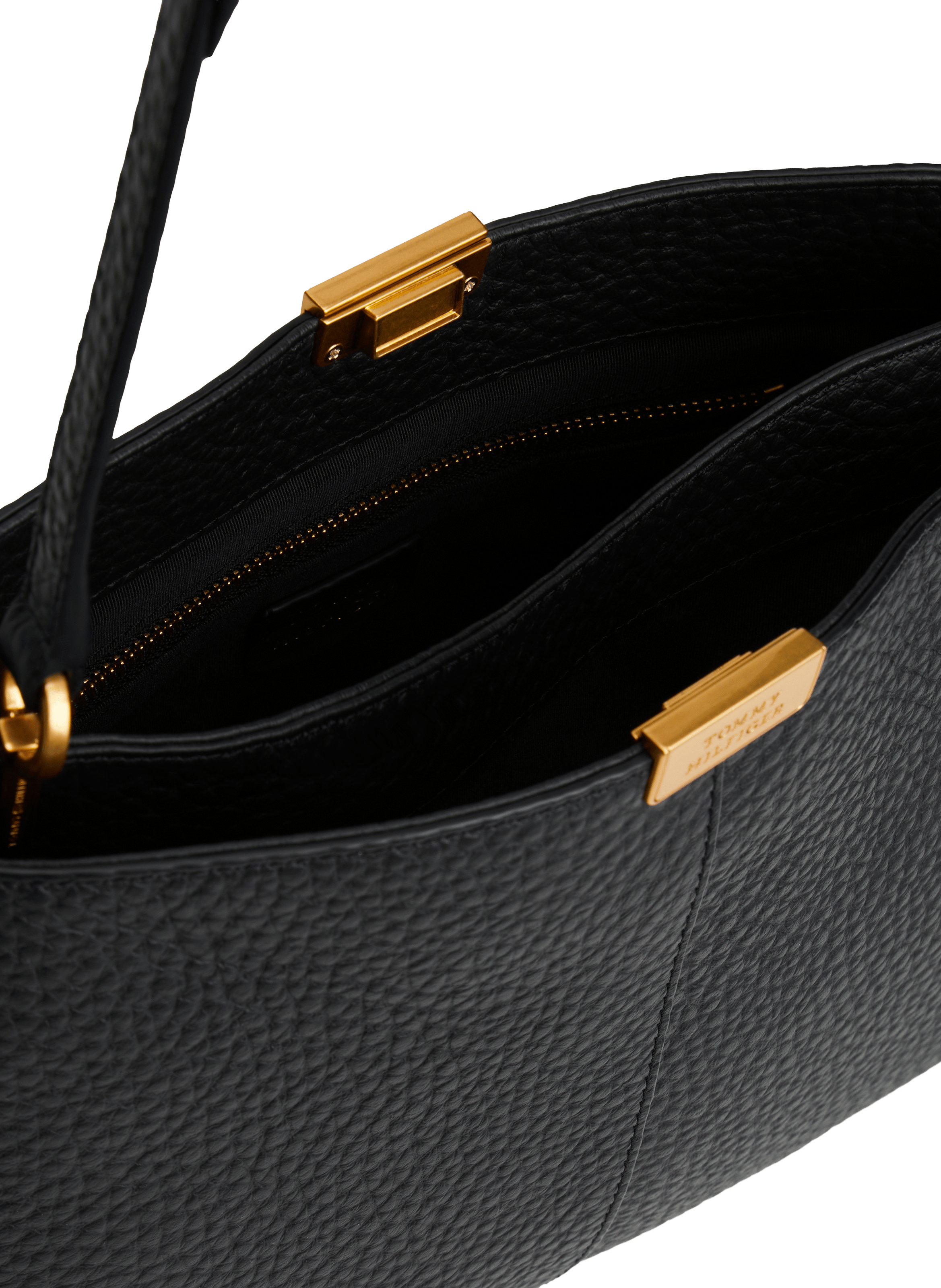 Grained leather shoulder bag TOMMY HILFIGER Black
