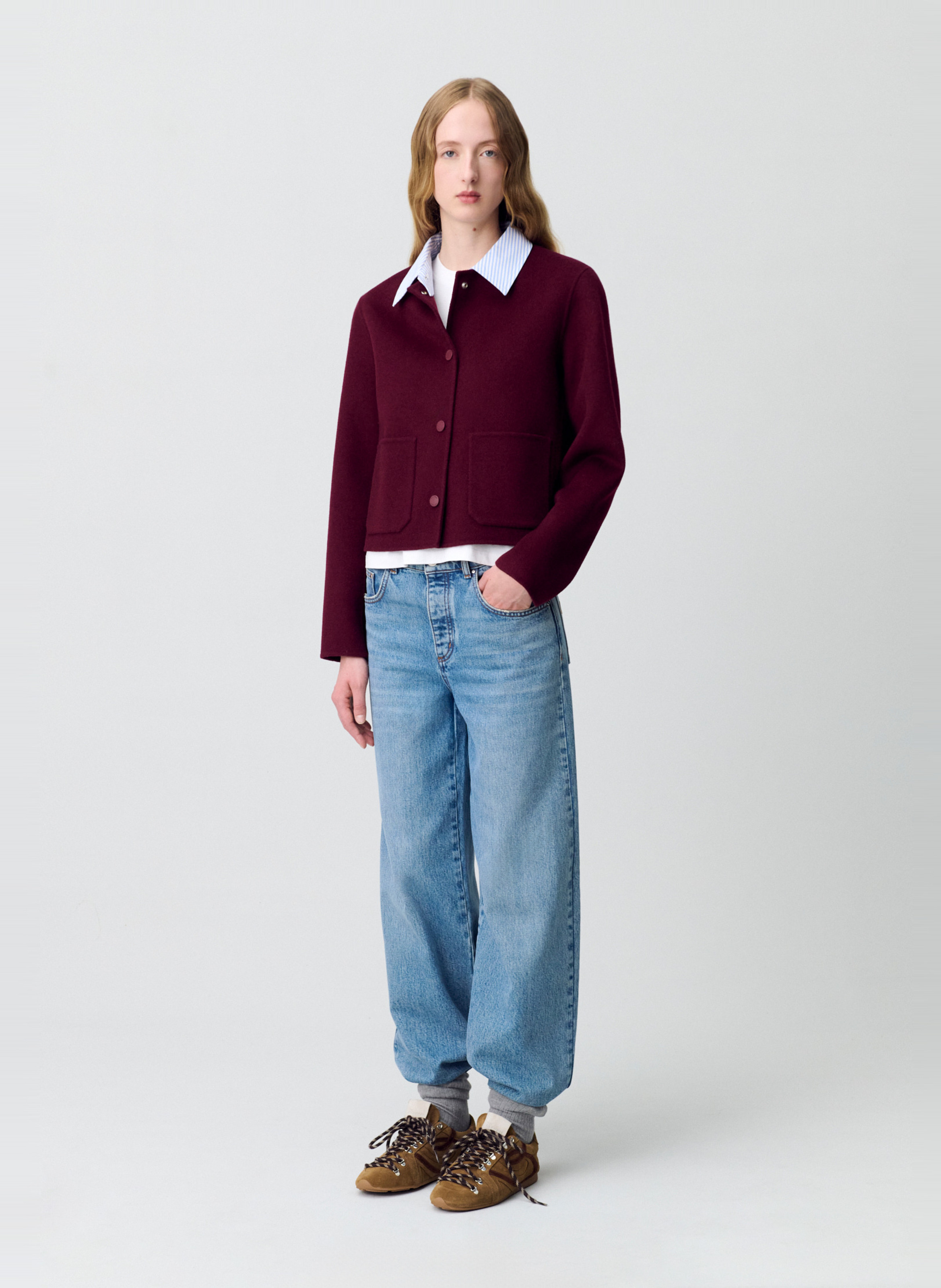Veste col classique en laine CLAUDIE PIERLOT Rouge
