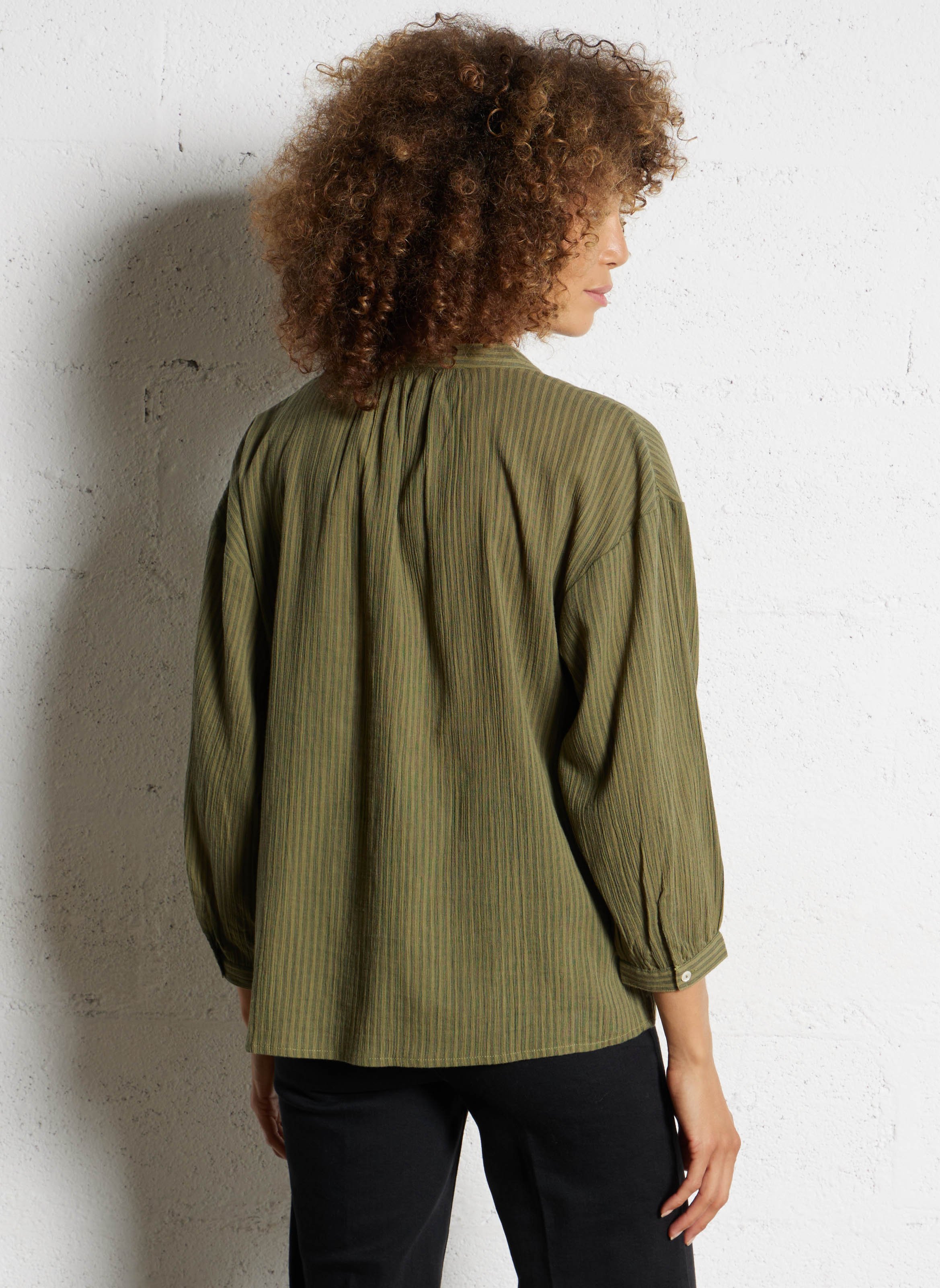 Chemise ample col mao en coton sigrid MAISON 123 Kaki