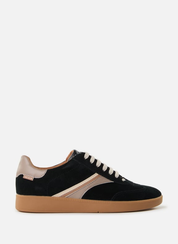Baskets Melada en cuir mélangé Noir by GEOX GEOX Baskets Melada en cuir mélangé Noir