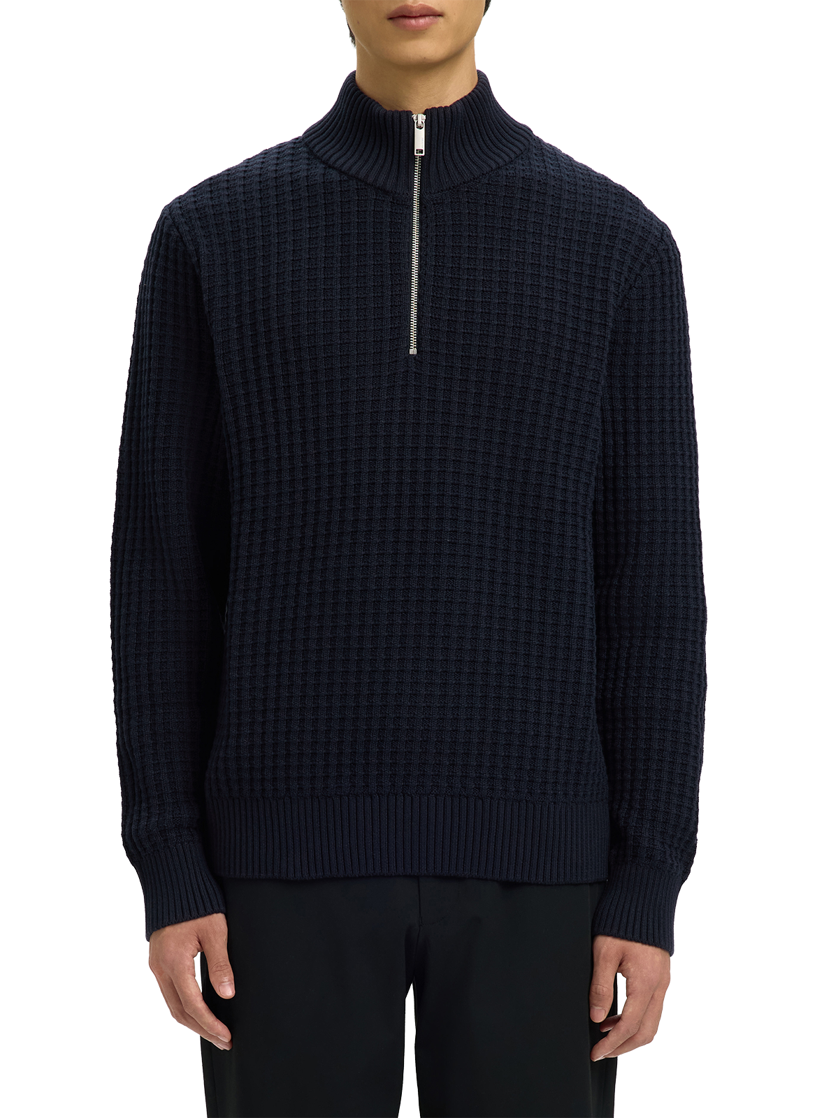 Pull col montant zippé en coton SELECTED Marron