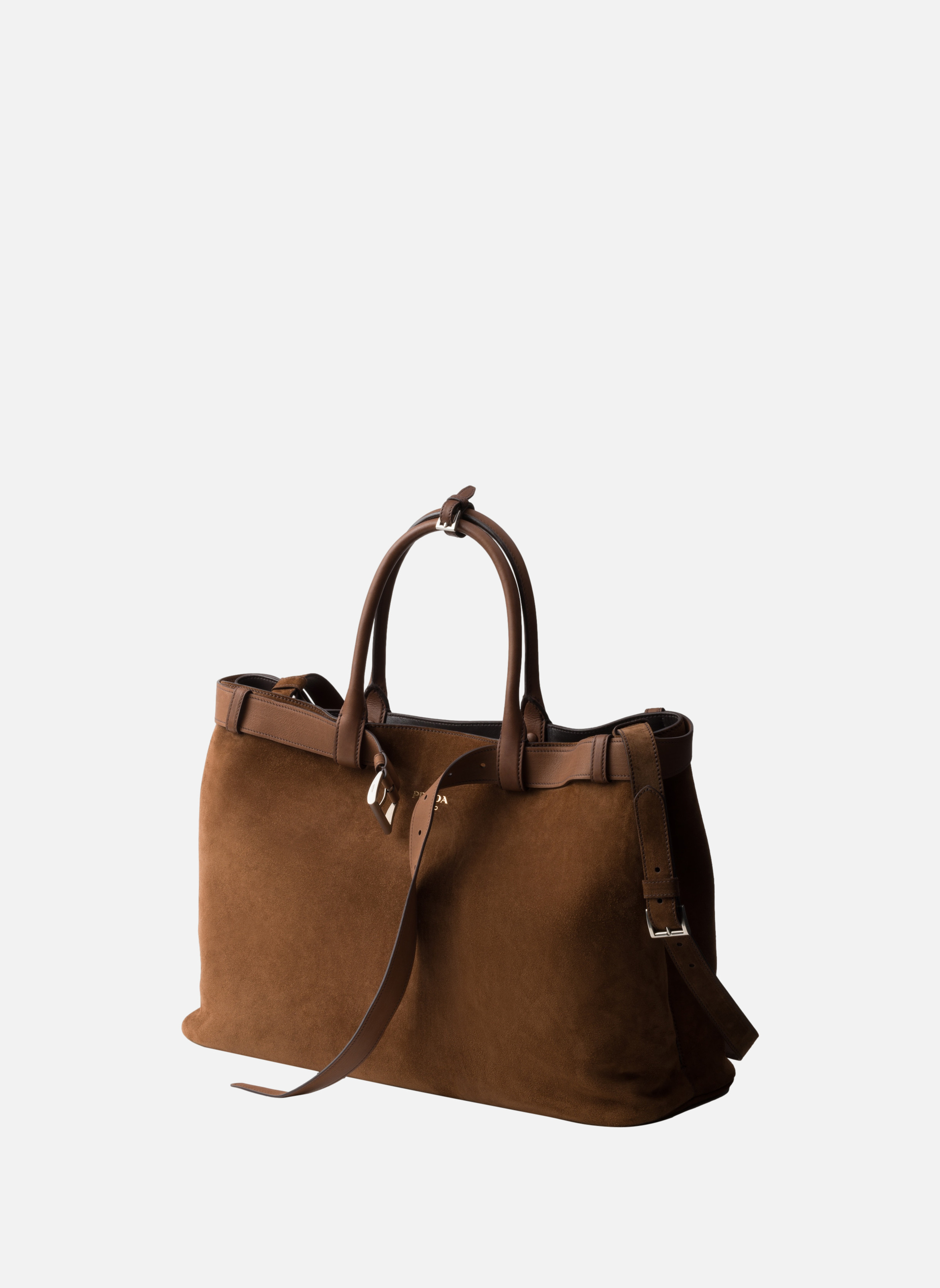 Sac prada buckle en suède avec ceinture PRADA Marron