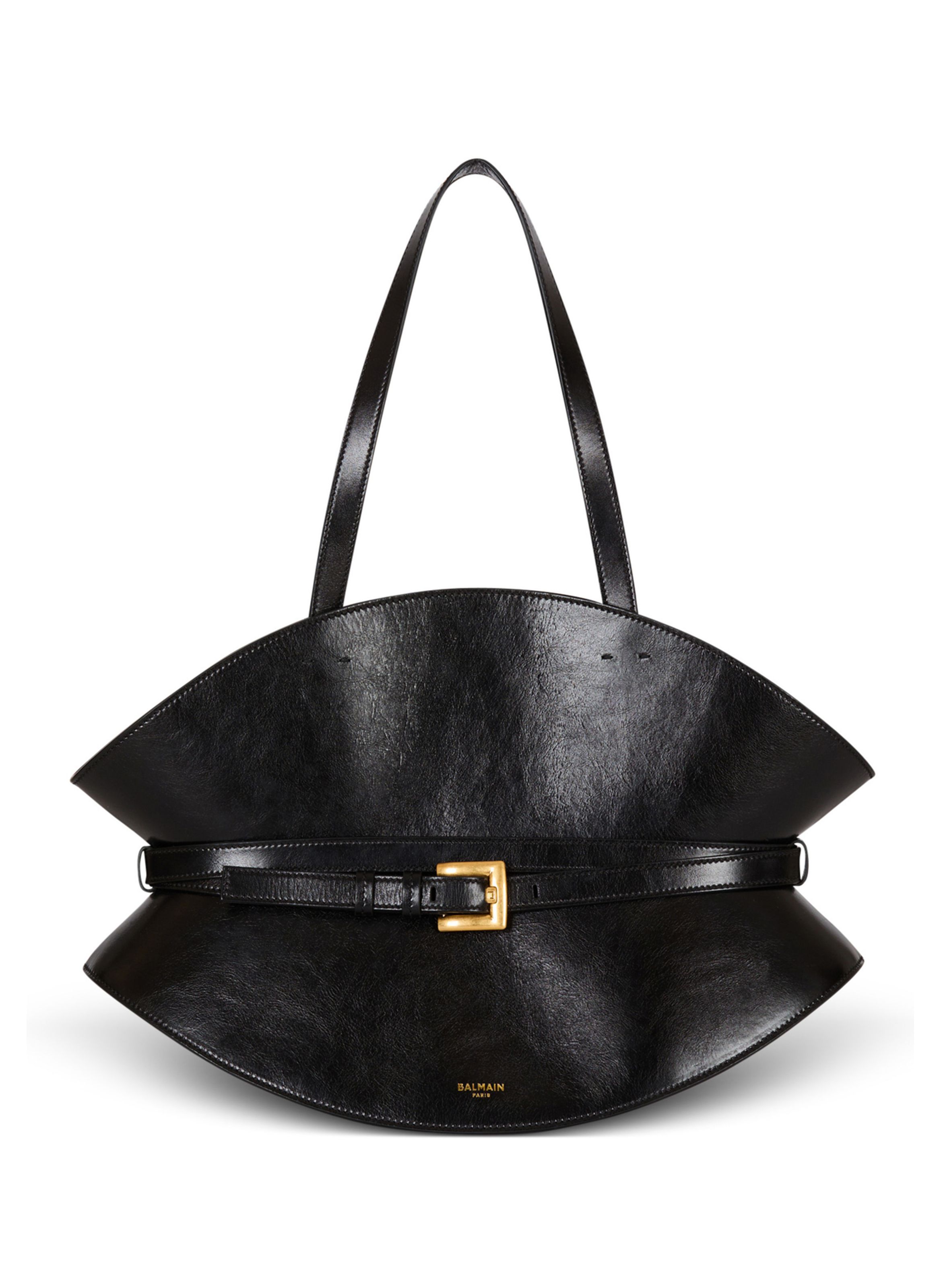 Sac shuffle medium en cuir de veau BALMAIN Noir