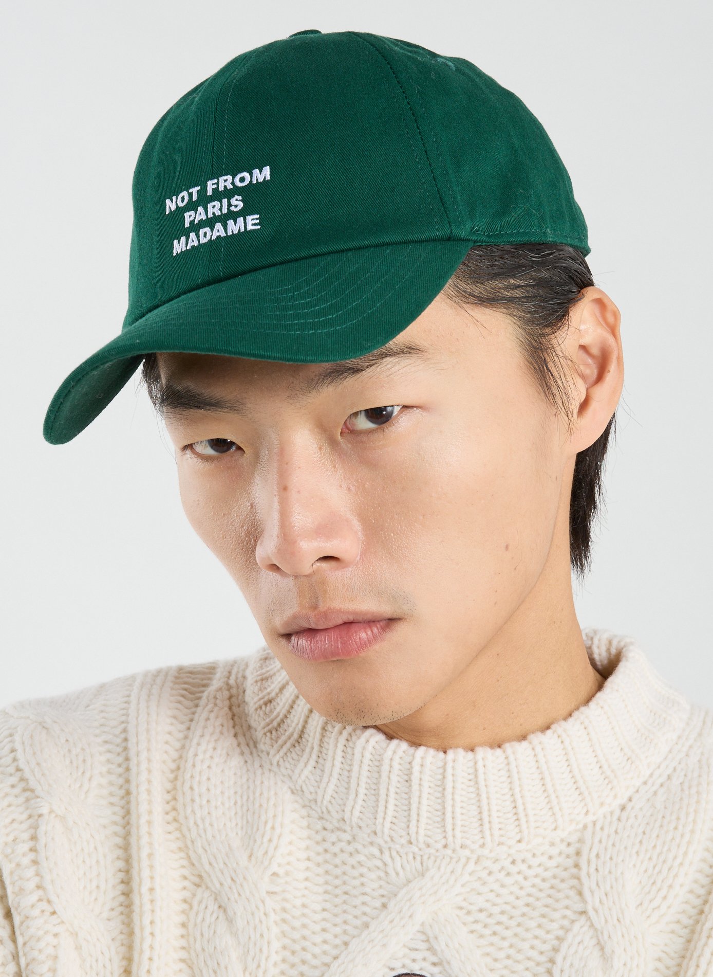 Embroidered Slogan Cap DROLE DE MONSIEUR Green