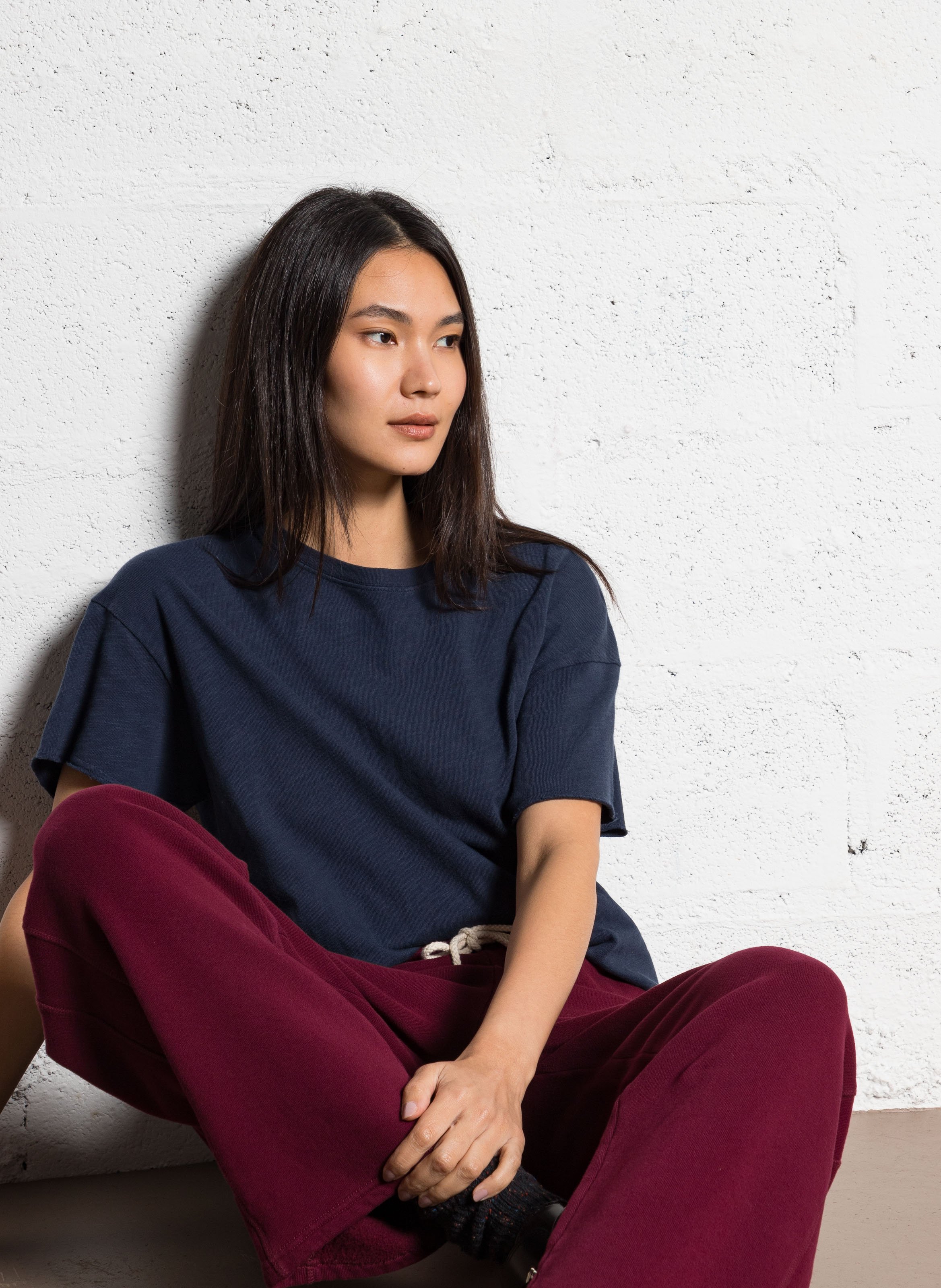 Tee-shirt droit à col rond en coton sonoma AMERICAN VINTAGE Bleu