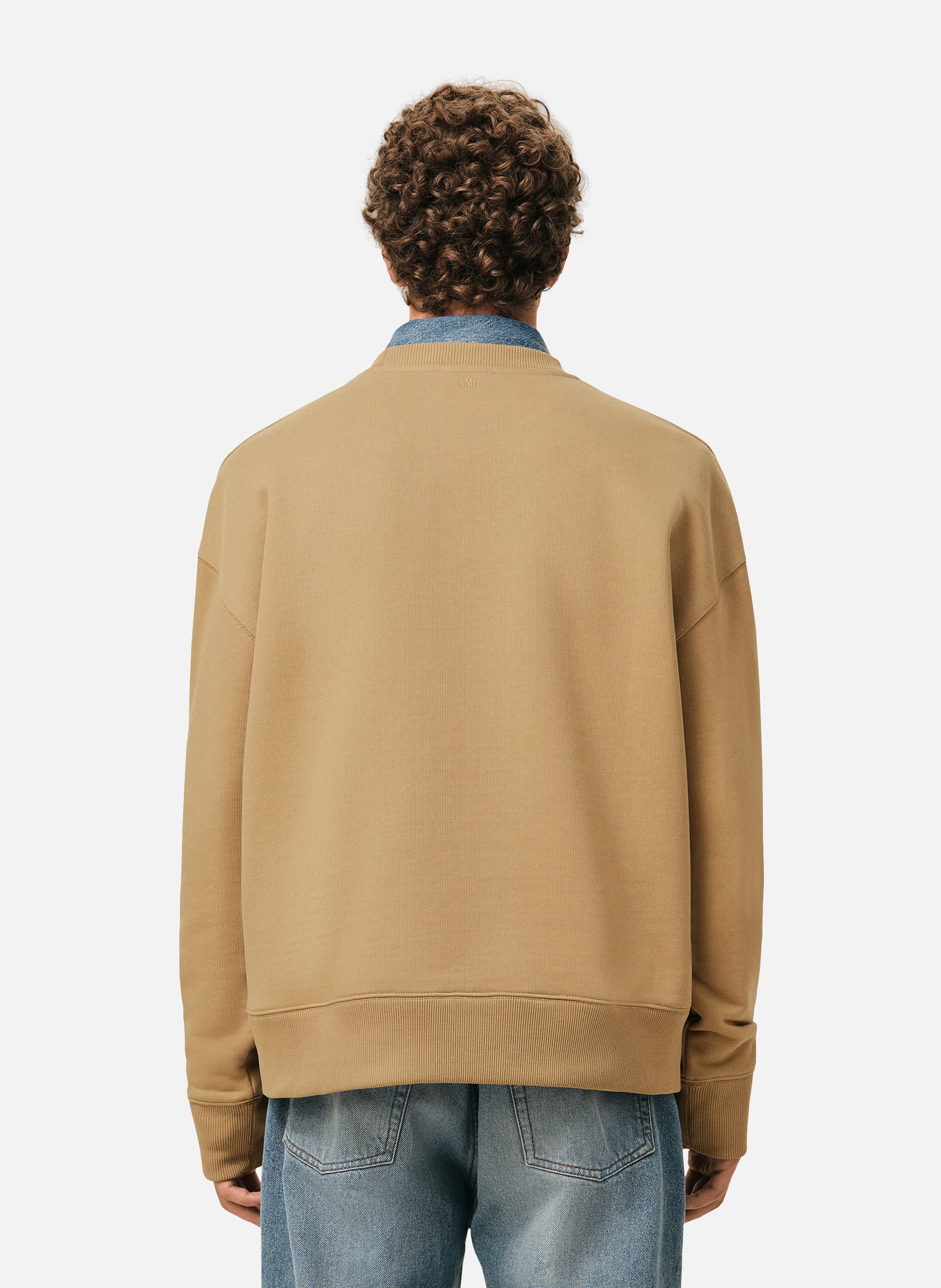 Sweatshirt broderie ami de coeur unisexe en coton AMI PARIS Beige