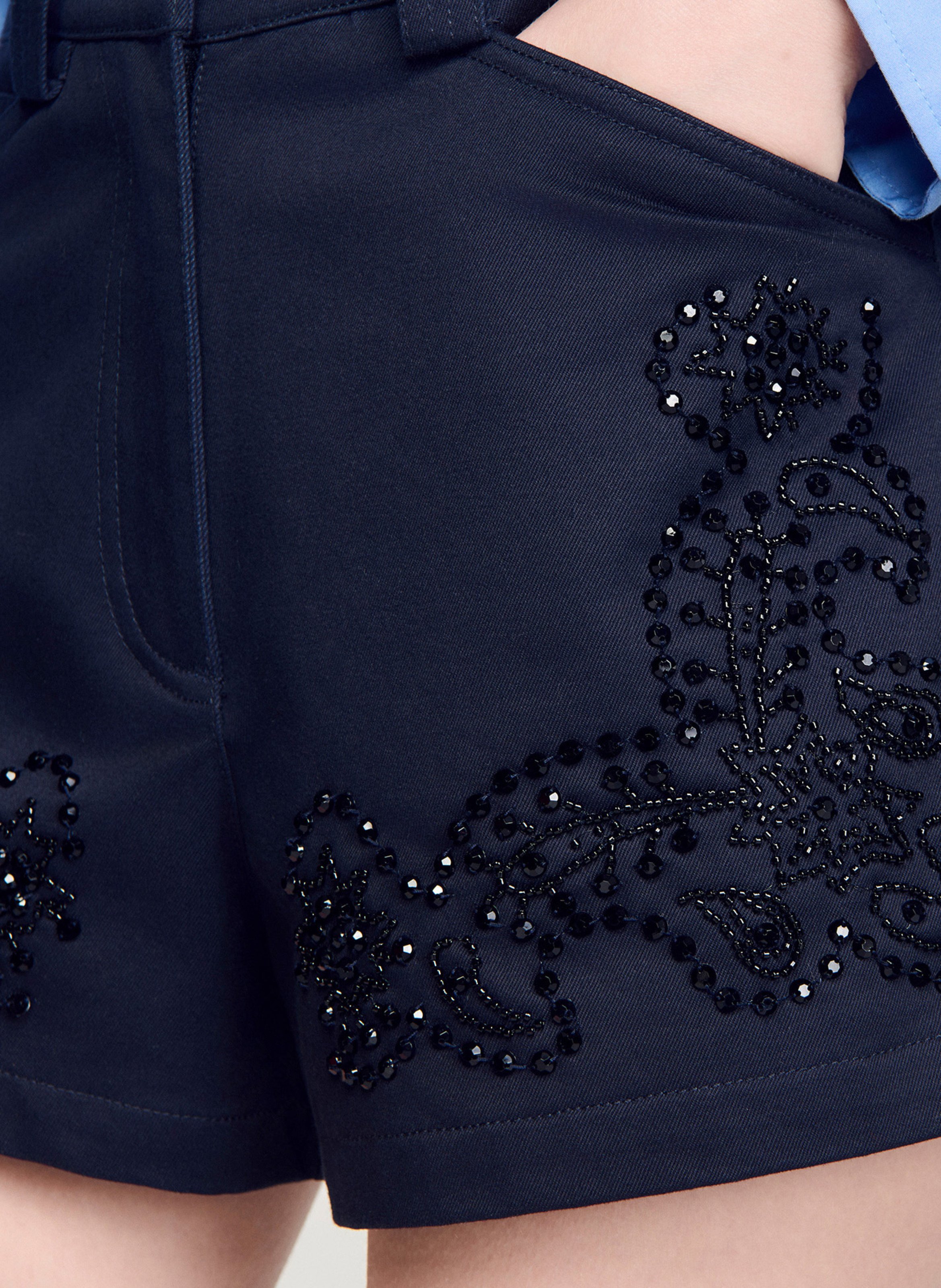 Short droit brodé SANDRO Bleu