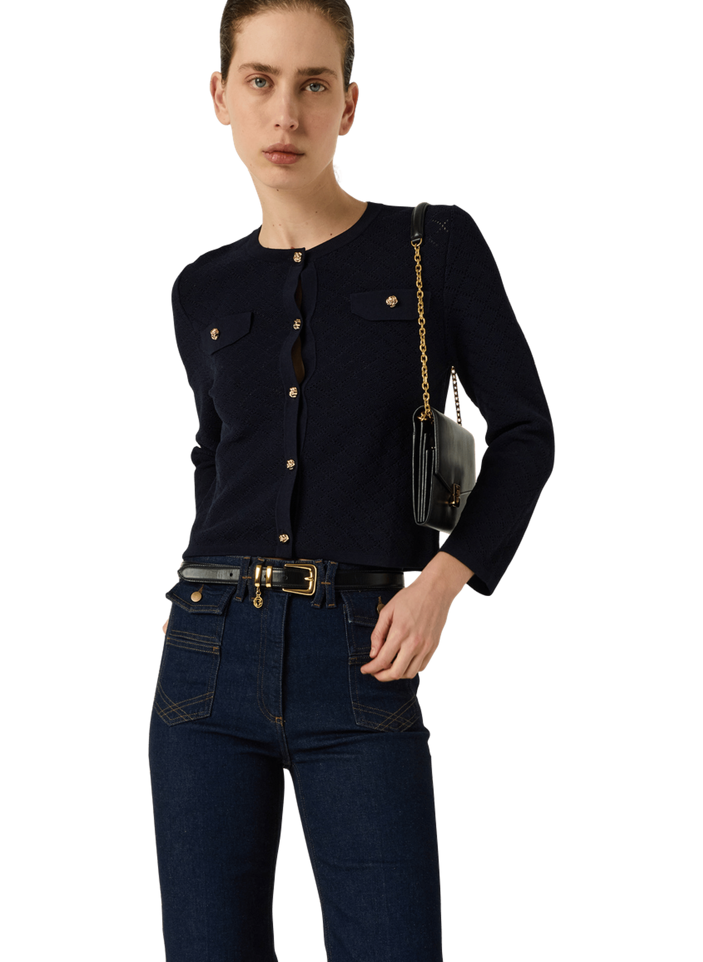 Gilet court ajouré - lubna GERARD DAREL Bleu