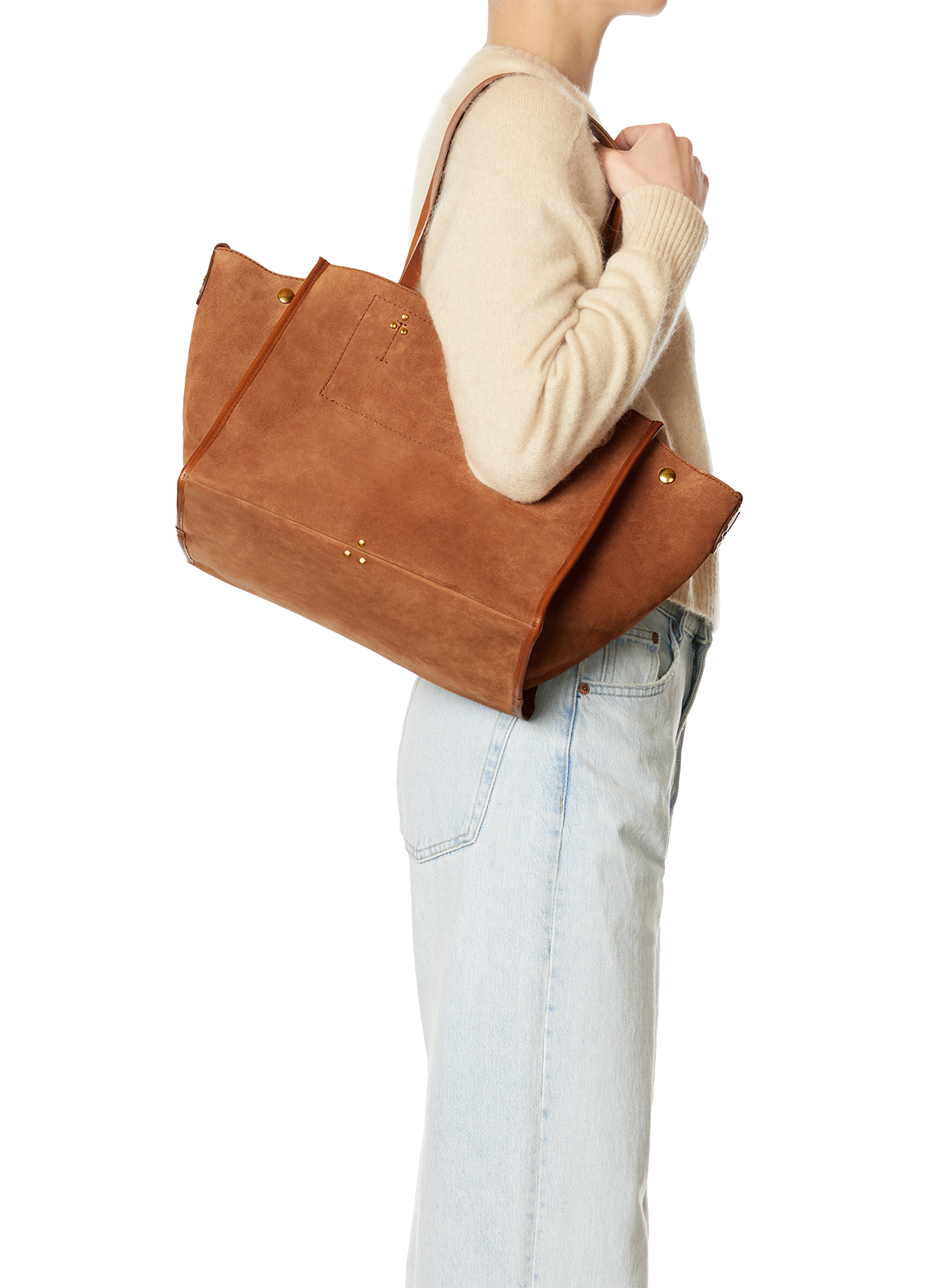 Léon M suede leather tote bag JÉRÔME DREYFUSS Brown