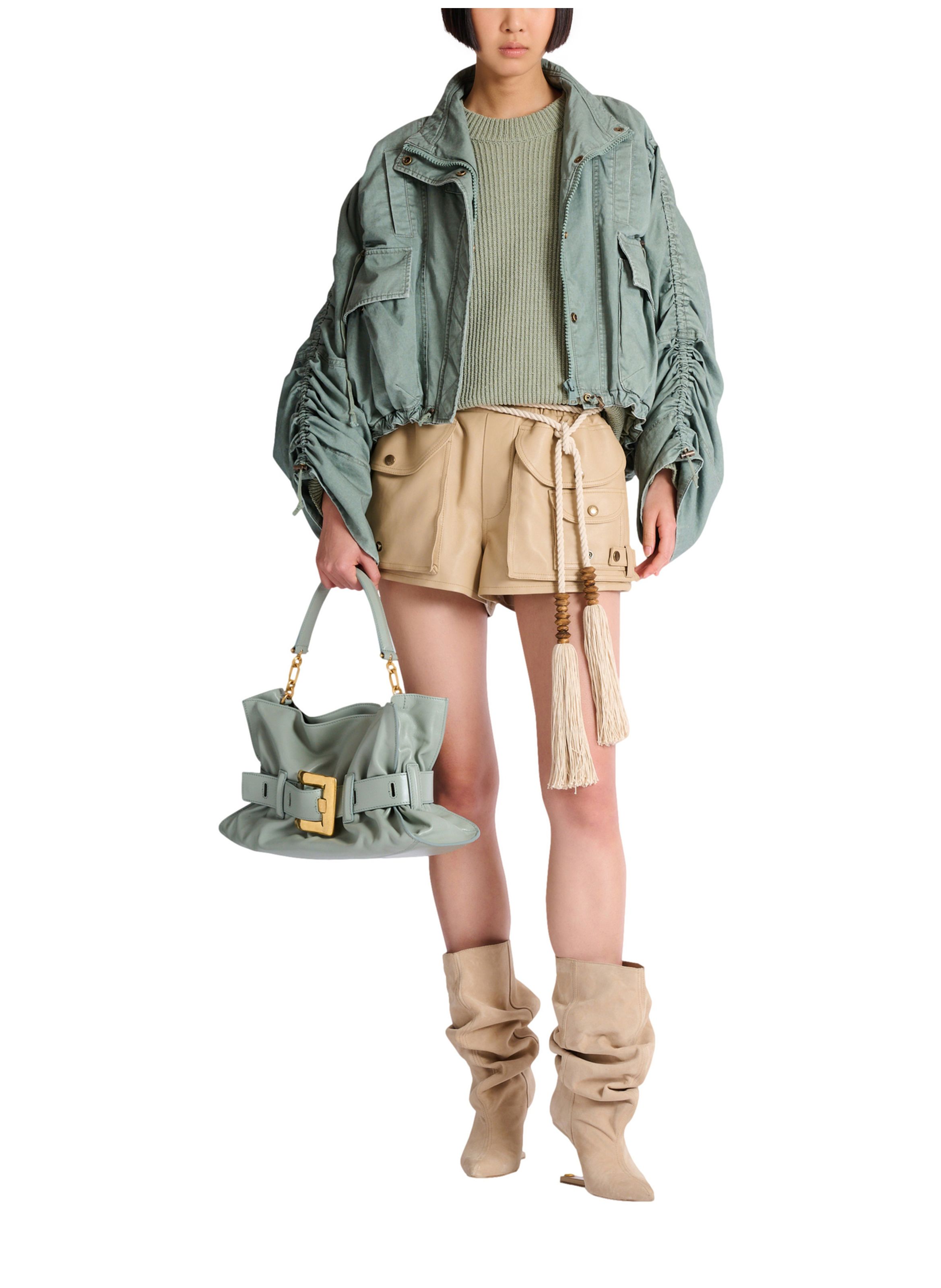 Sac anthem médium en cuir de veau BALMAIN Vert