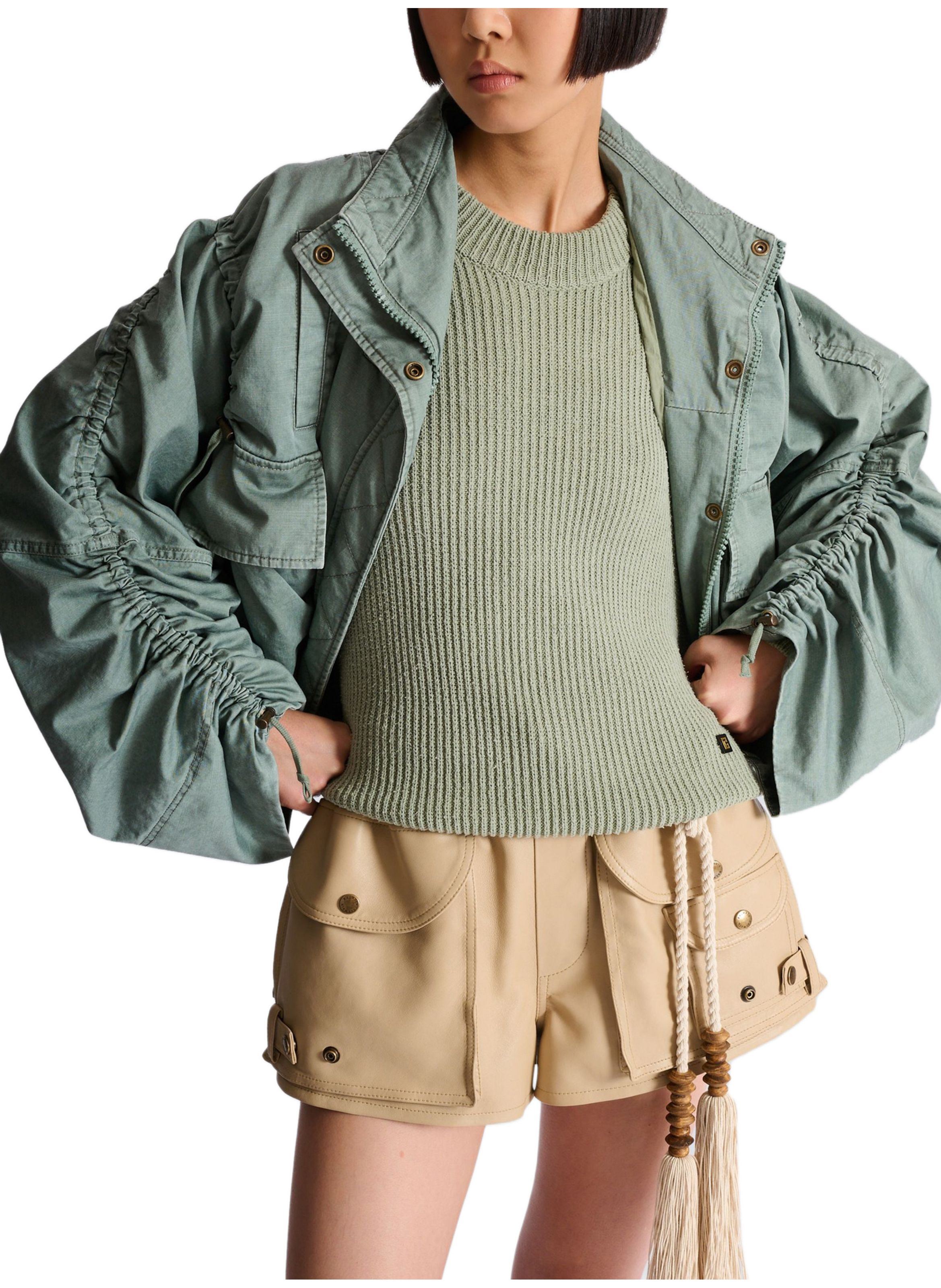 Parka en gabardine de coton BALMAIN Vert