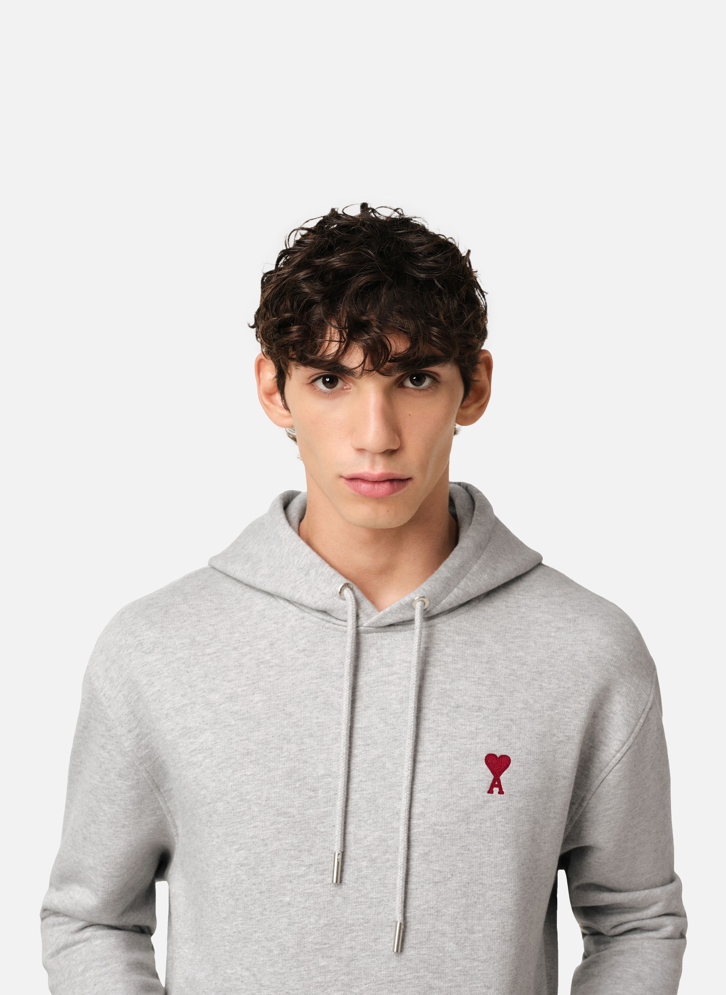 Hoodie Ami de Coeur Rouge unisexe Gris