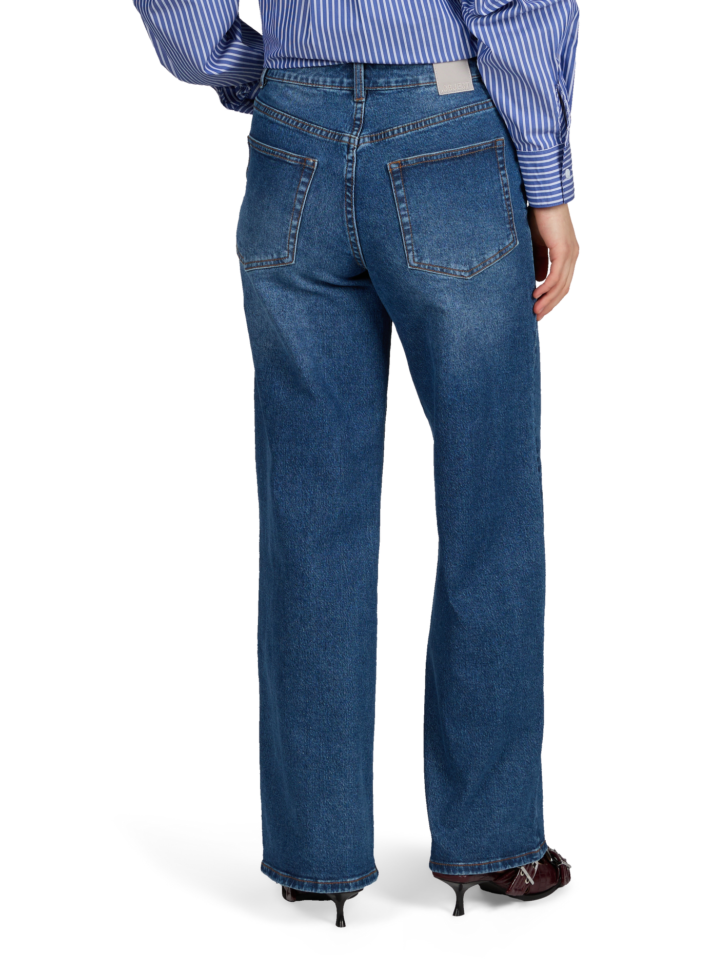 Jeans Wide en coton mélangé OBJECT Bleu