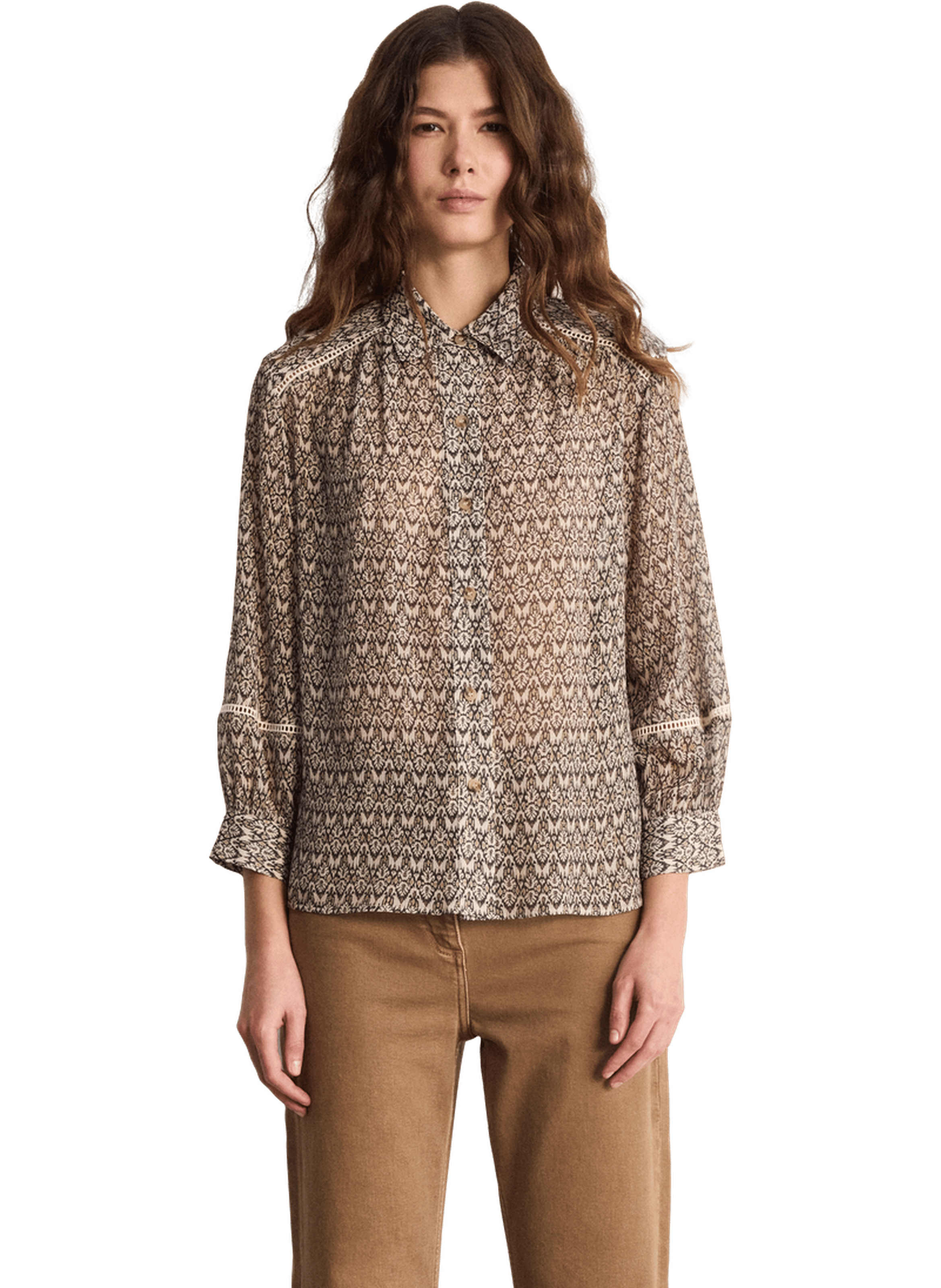 Chemise en mousseline imprimée - clarine PABLO Beige