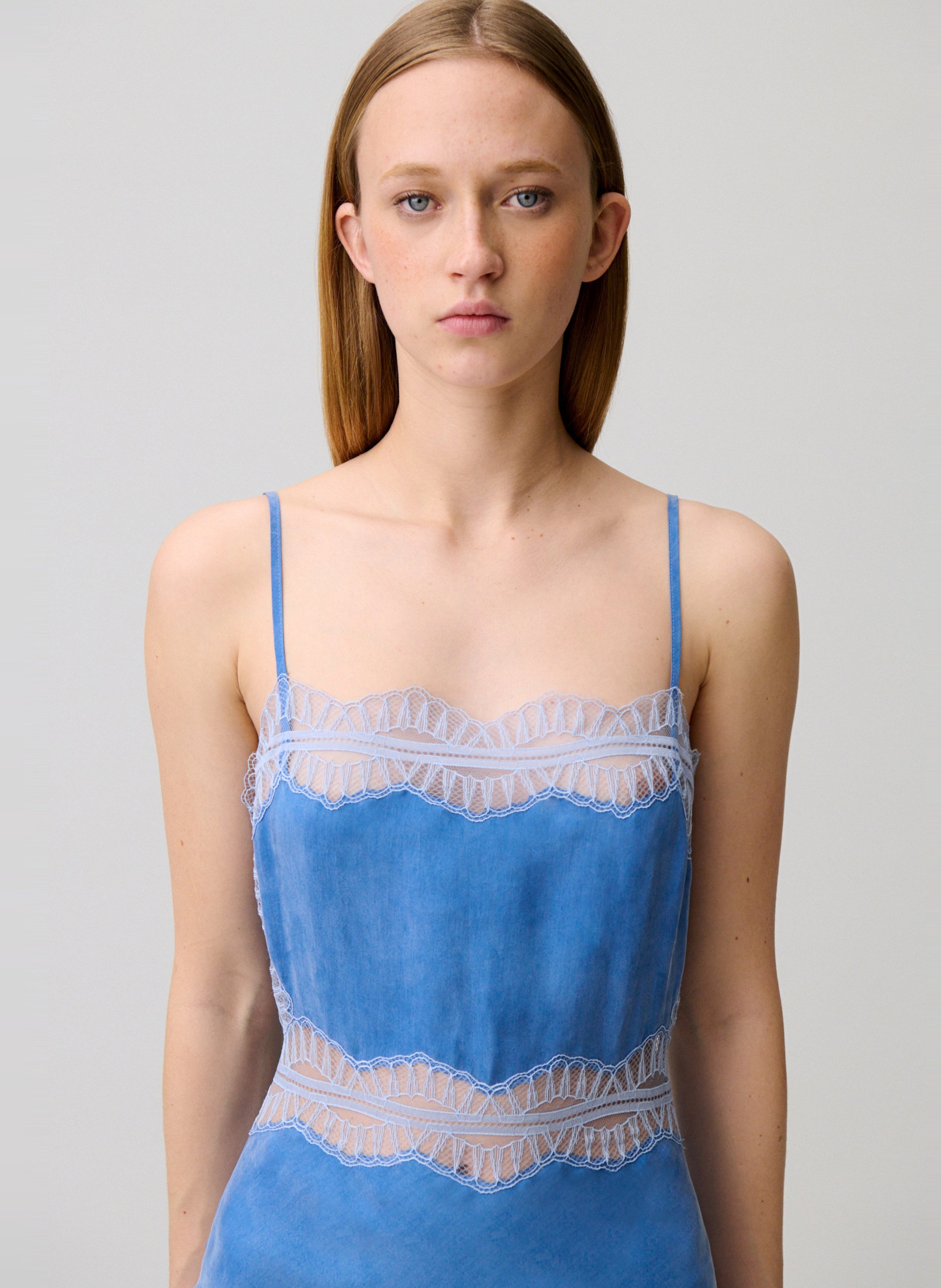 Robe longue satinée CLAUDIE PIERLOT Bleu