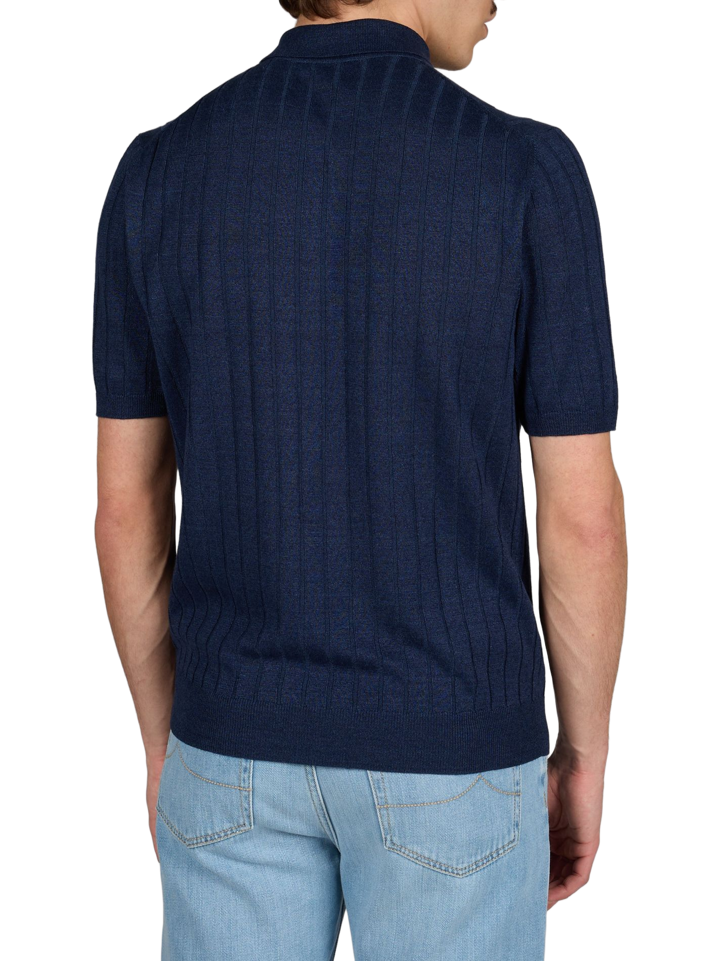 Polo en lin et coton BOGLIOLI Bleu