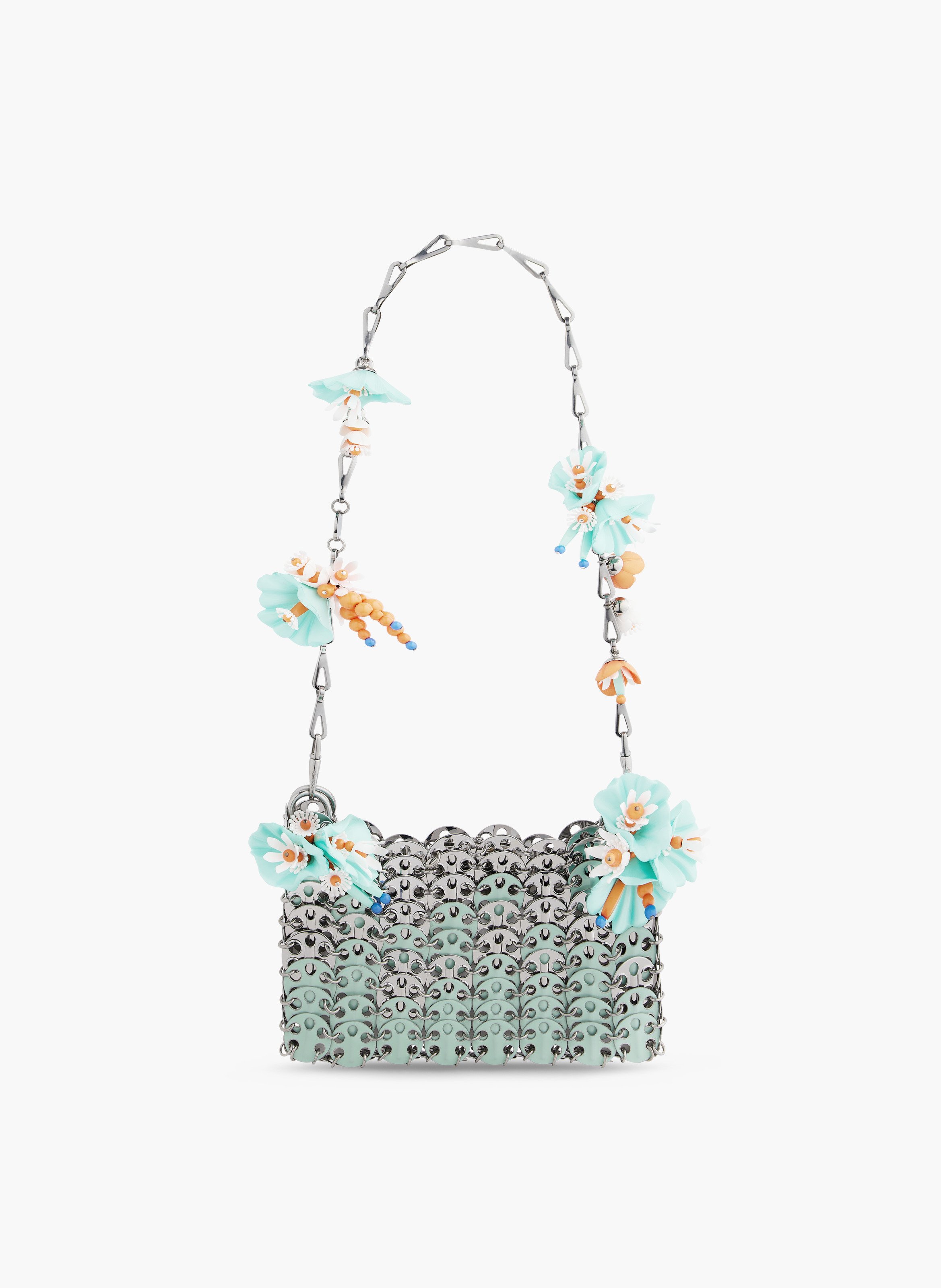 Sac 1969 nano bicolore avec détails de fleurs RABANNE Vert