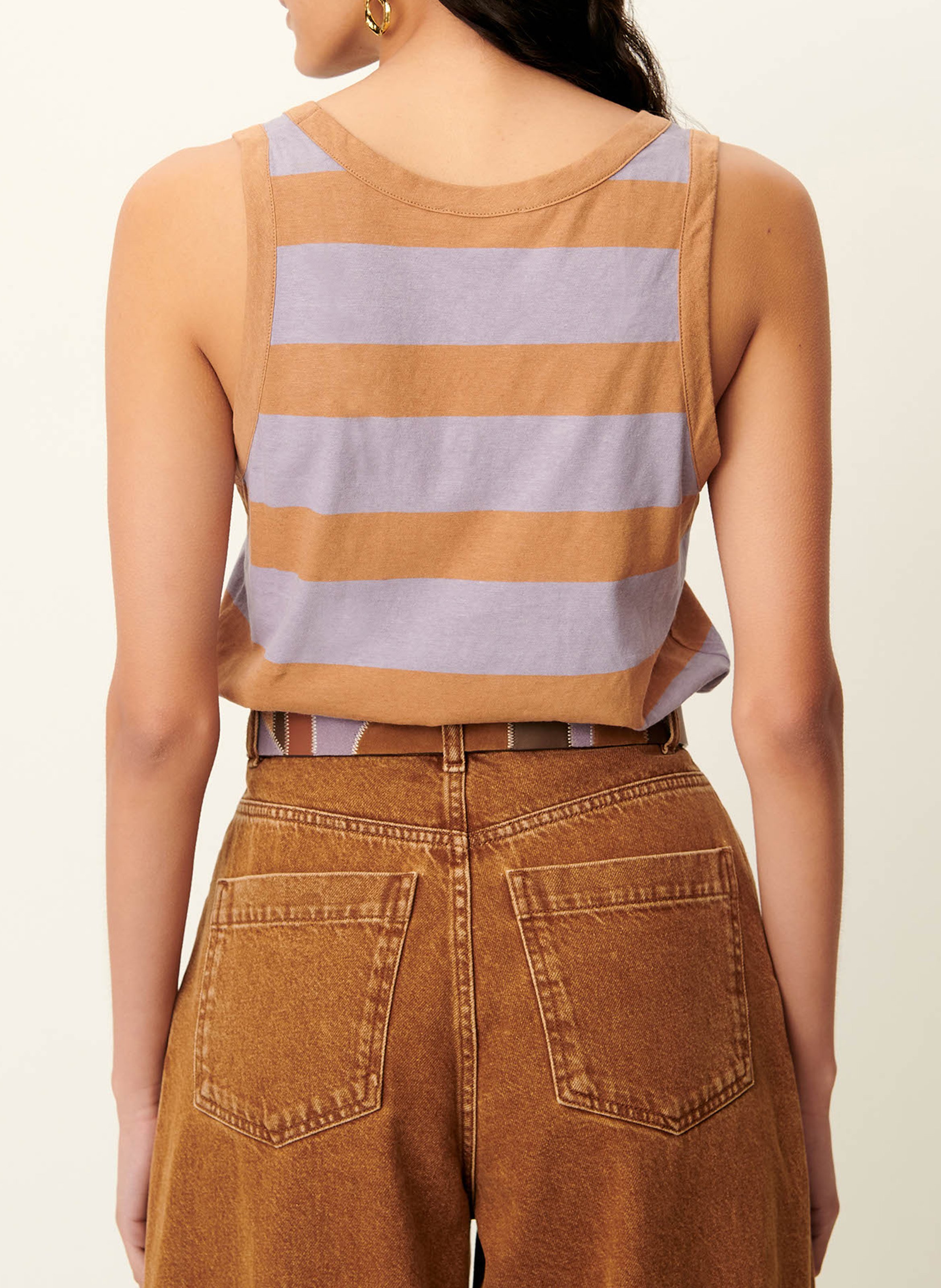 Débardeur à rayures larges en coton bio et lin dili SESSUN Violet