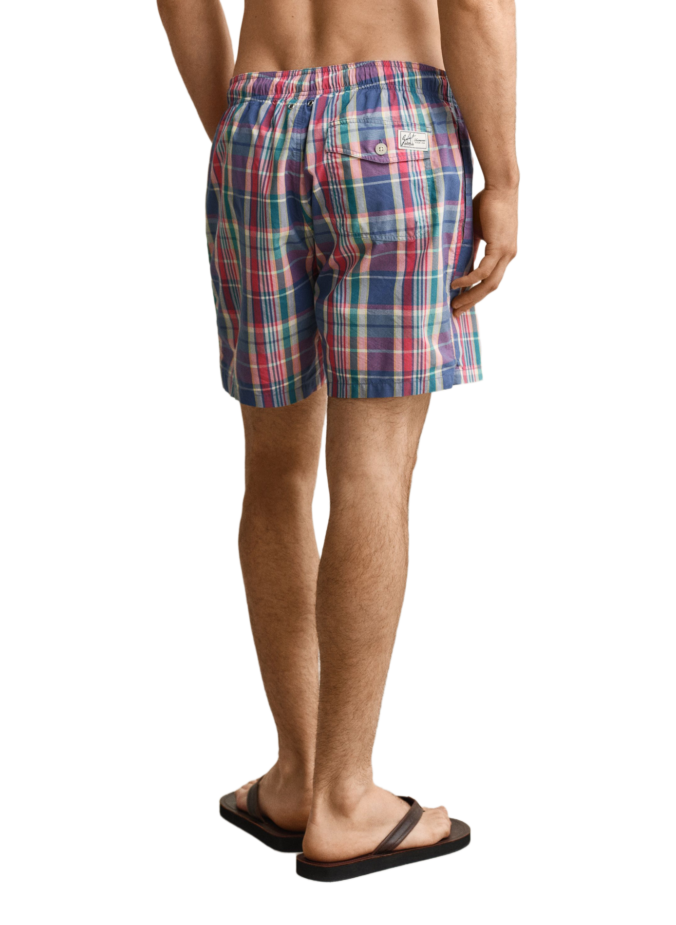 Short da bagno a quadri con logo GANT Rosa