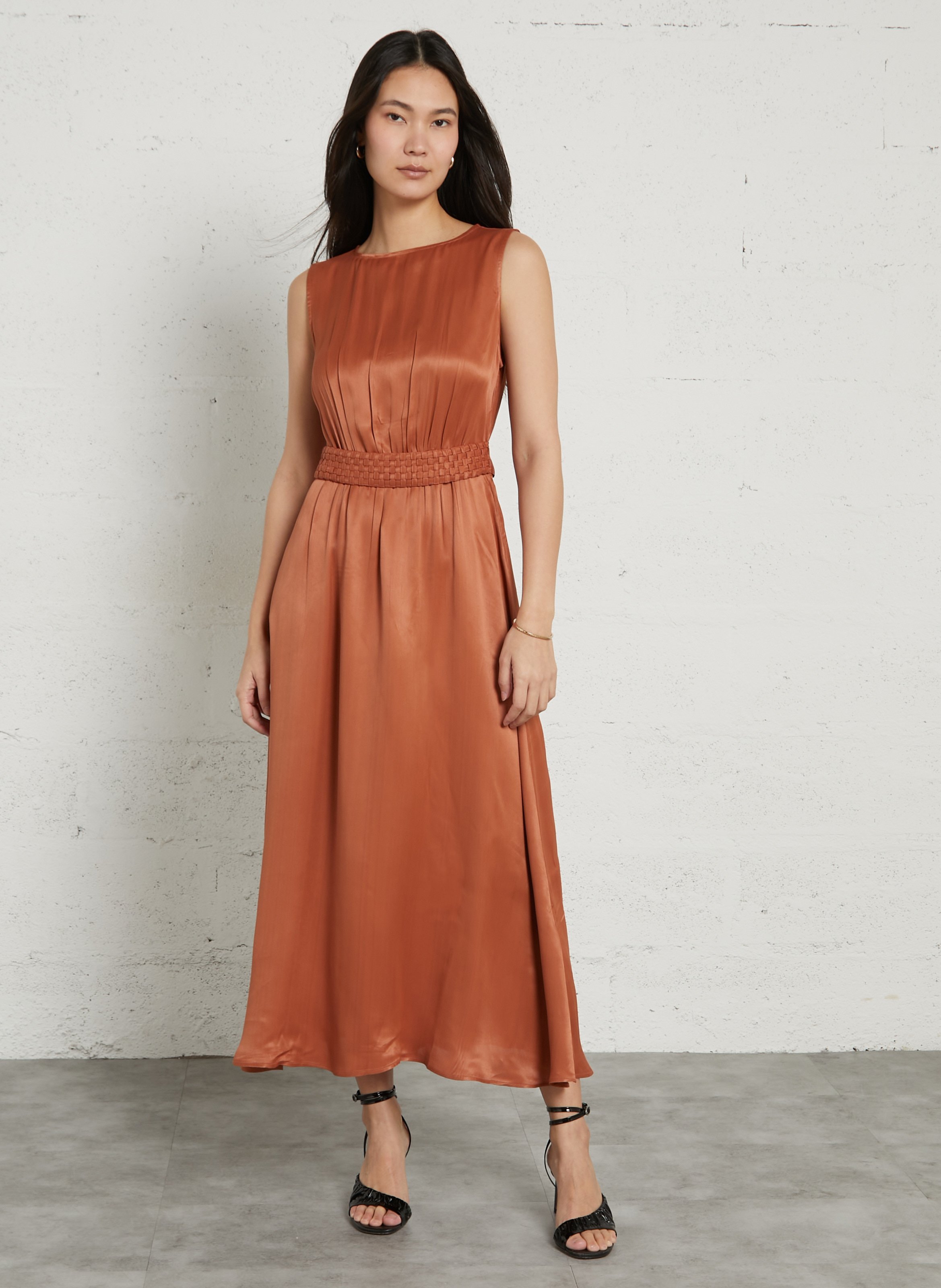 Robe midi ceinturée sans manches bethy MAISON 123 Rouge