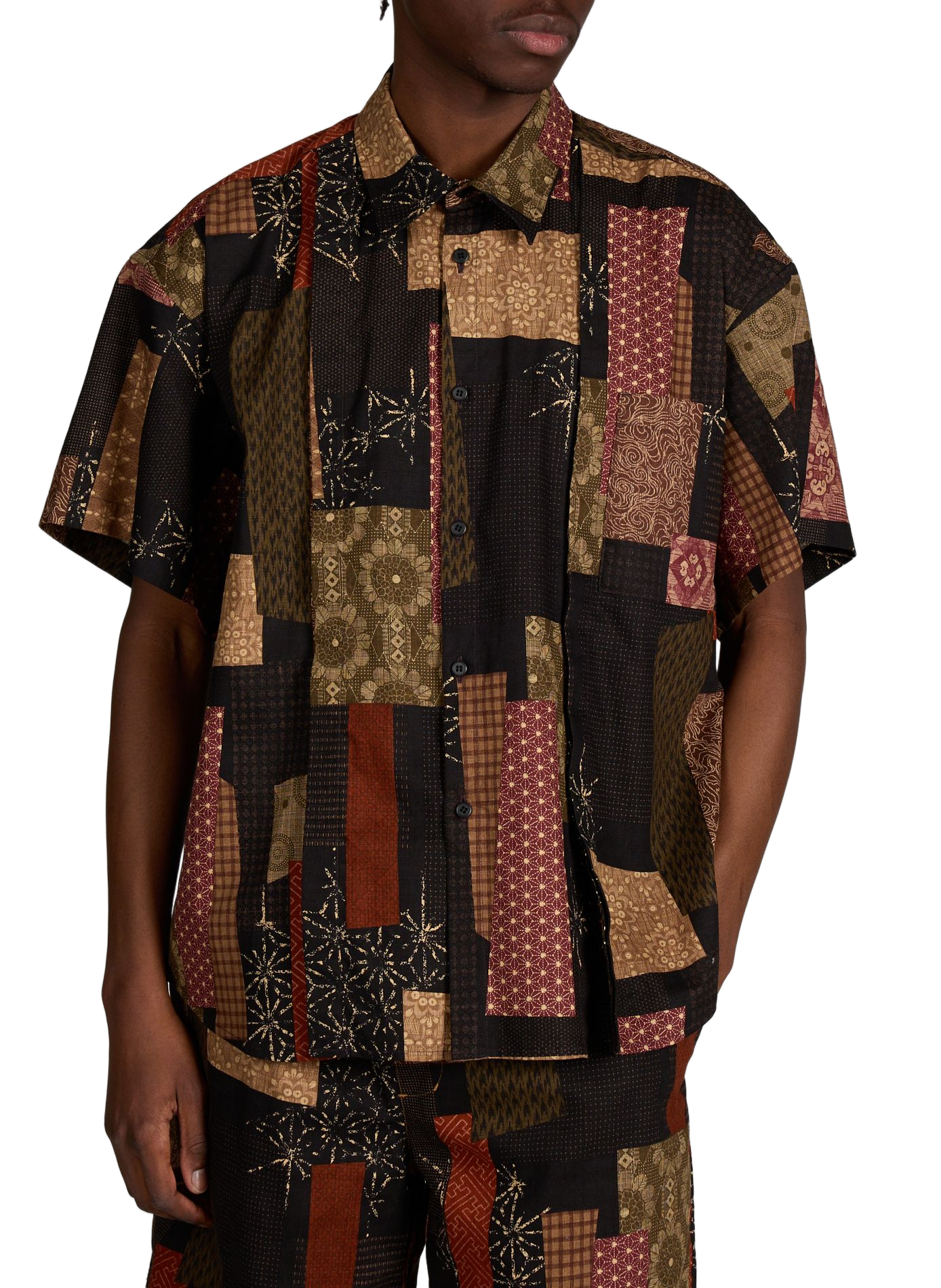 Short-sleeved cotton patchwork shirt WANSIE Multicolour