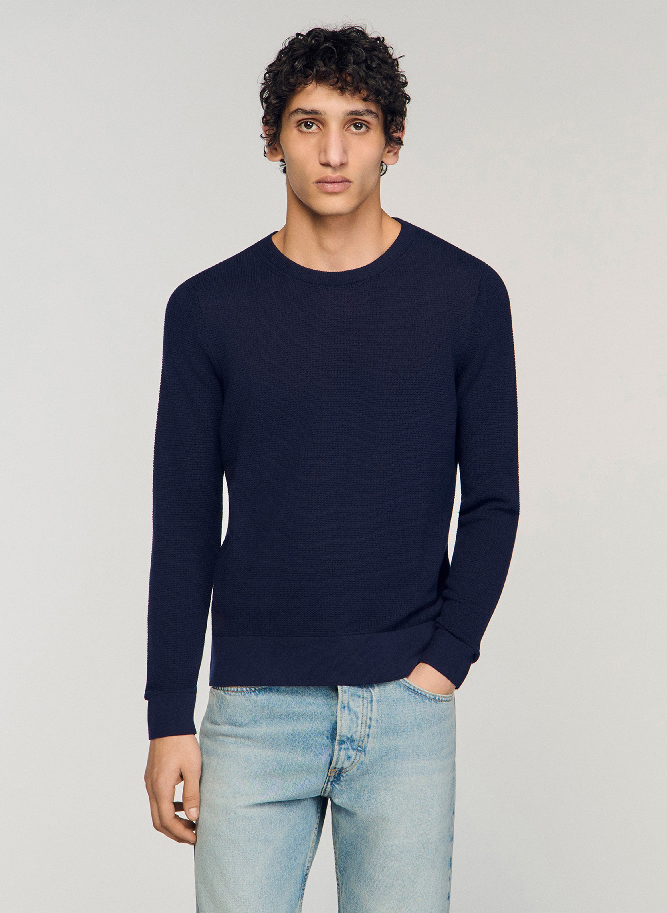 Pull en maille texturée Bleu