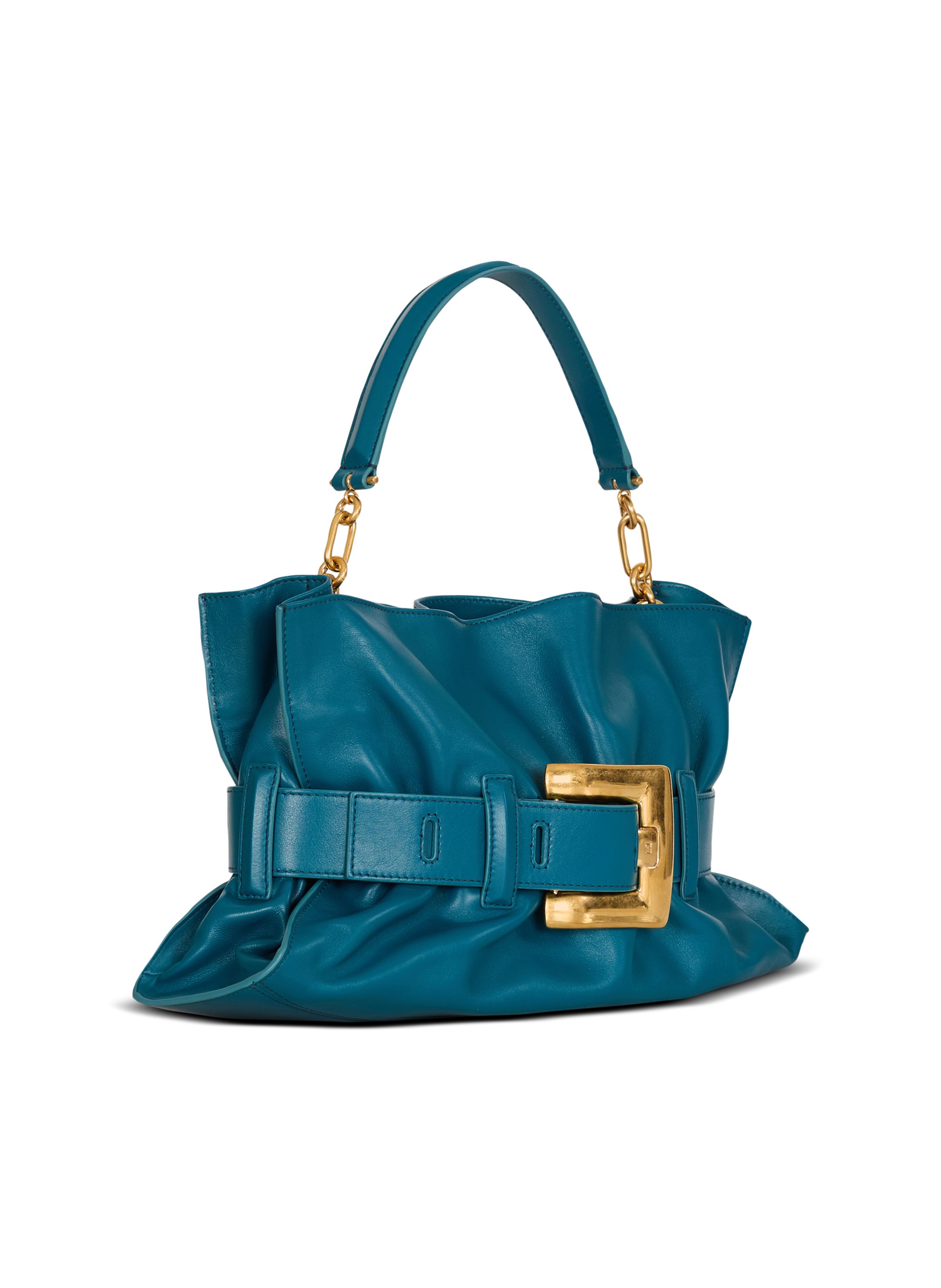 Sac anthem medium en cuir lisse BALMAIN Bleu