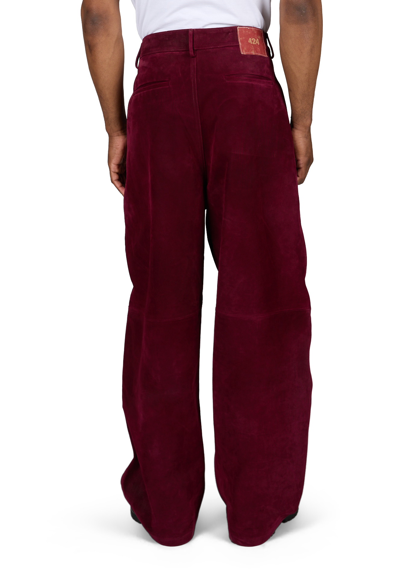 Samthose aus Veloursleder 424 Rot