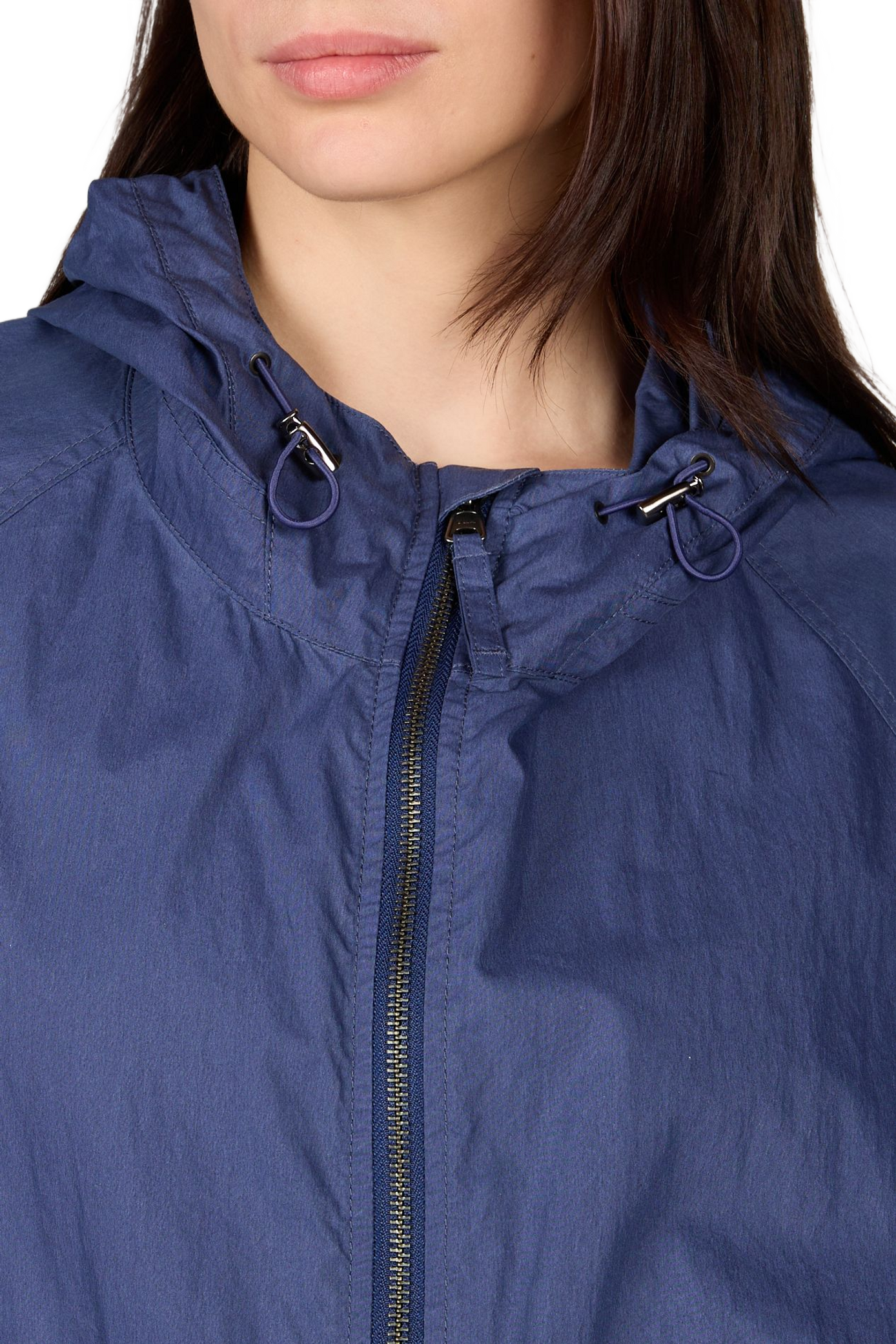 Hooded cotton blend windbreaker coat DUNST Blue