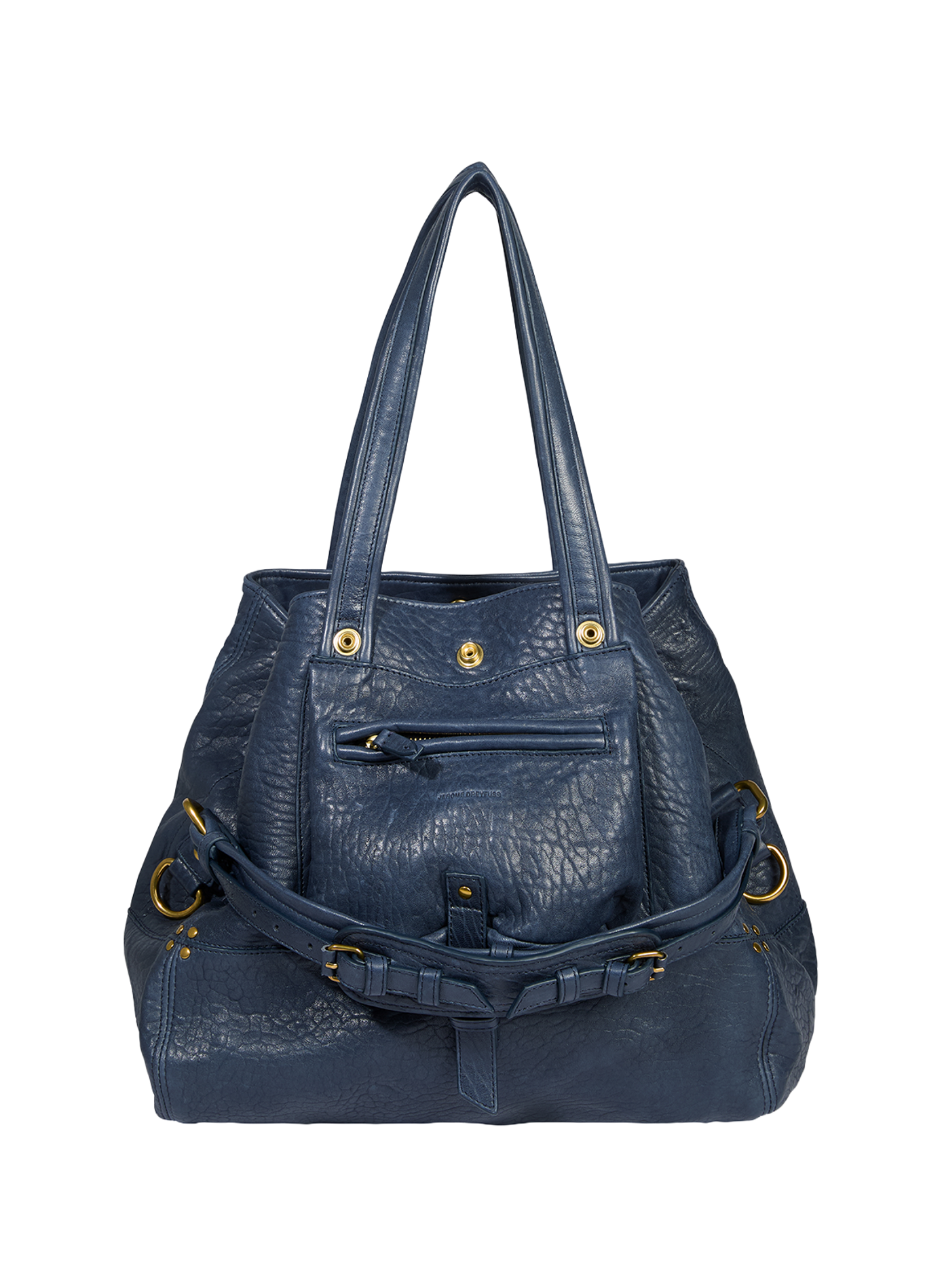 Sac épaule craquelé en cuir JÉRÔME DREYFUSS Bleu