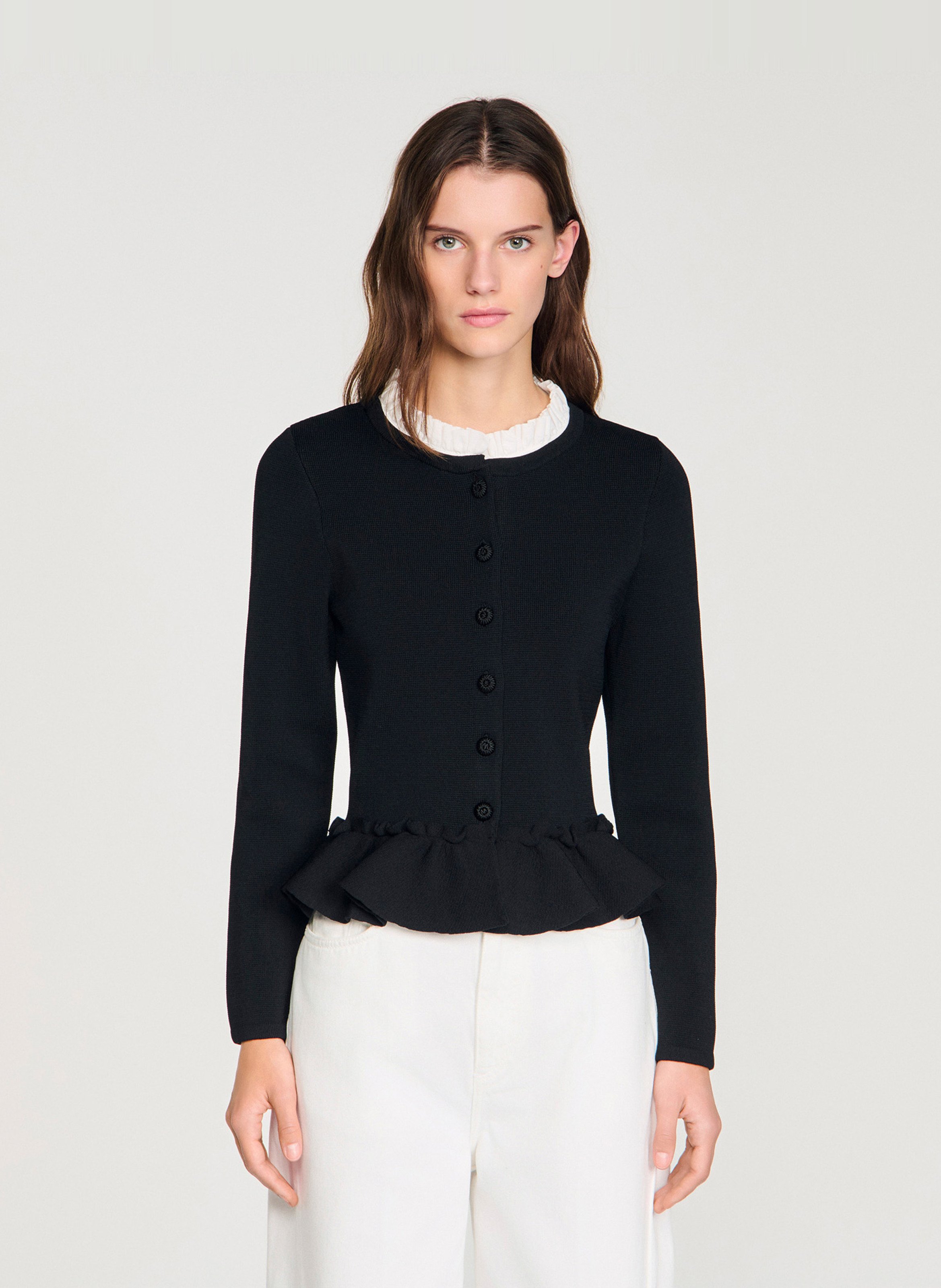 Cardigan cintré col victorien SANDRO Noir
