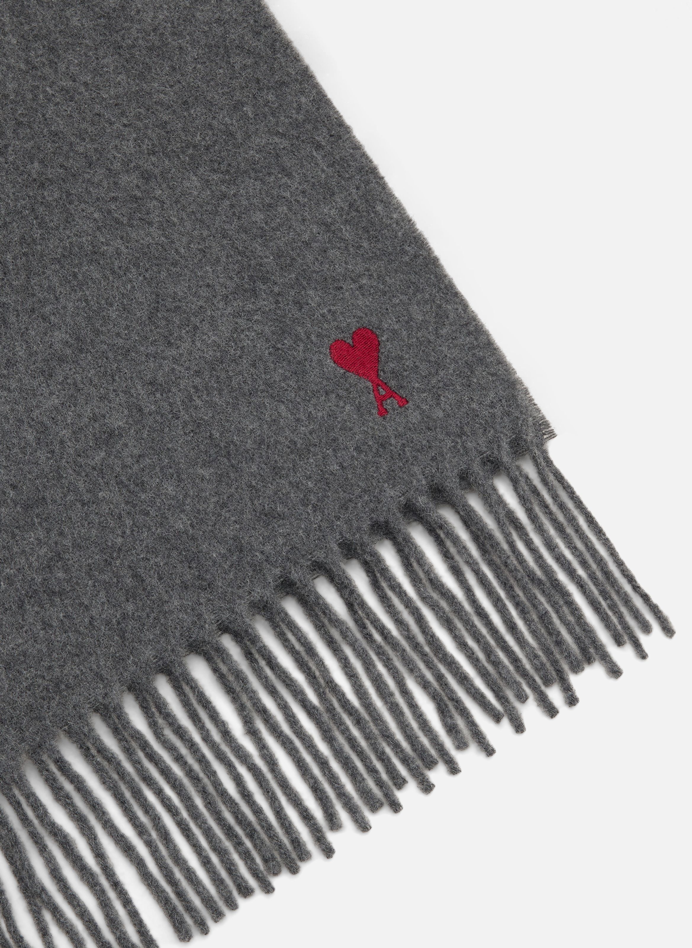 Echarpe unisexe en laine ami de coeur AMI PARIS Gris