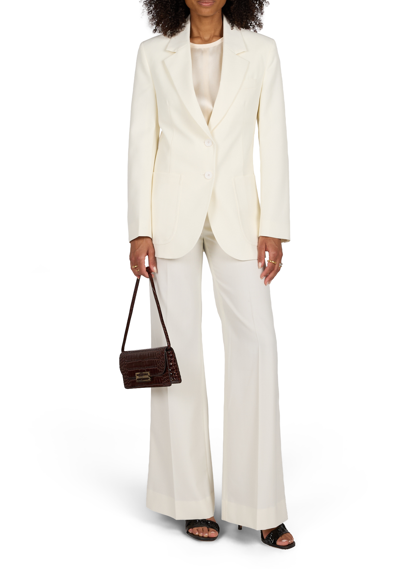Krokodil-Clutch "Dorian East-West" aus Kalbsleder mit Krokodileffekt VICTORIA BECKHAM Braun