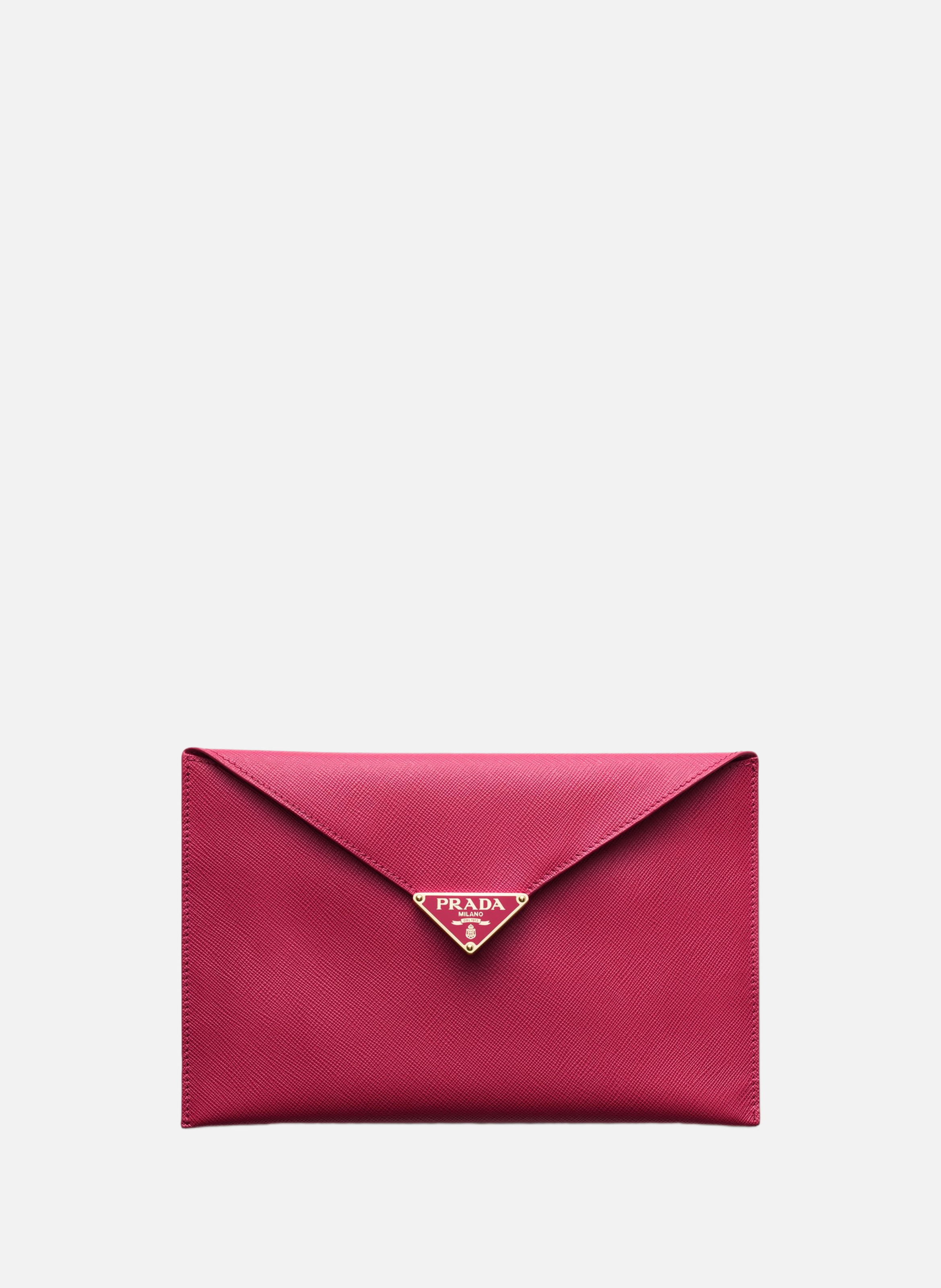 Pochette enveloppe en cuir saffiano PRADA Rose