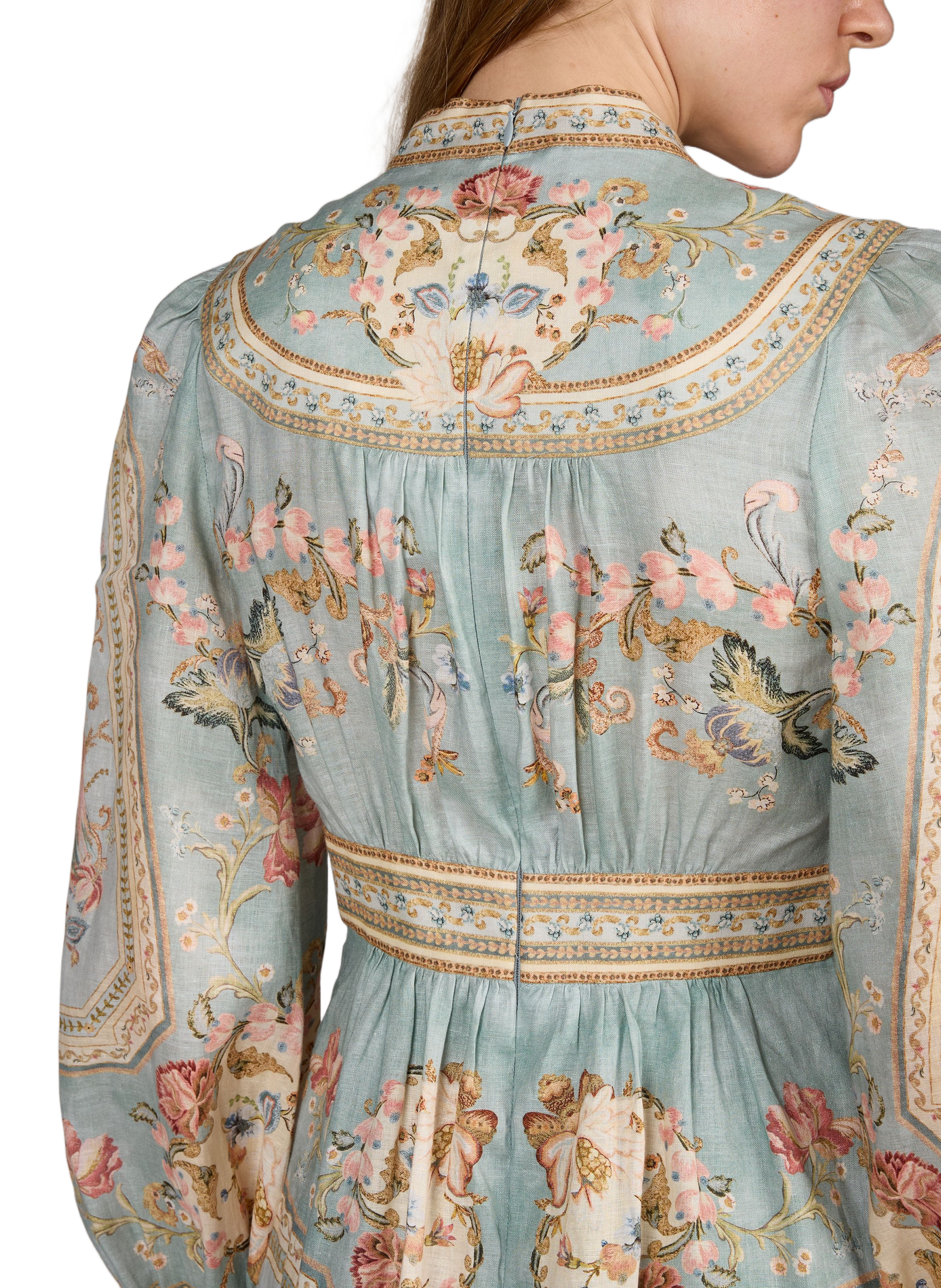 Roselight Kleid mit Blumenmuster aus Leinen ZIMMERMANN Grun