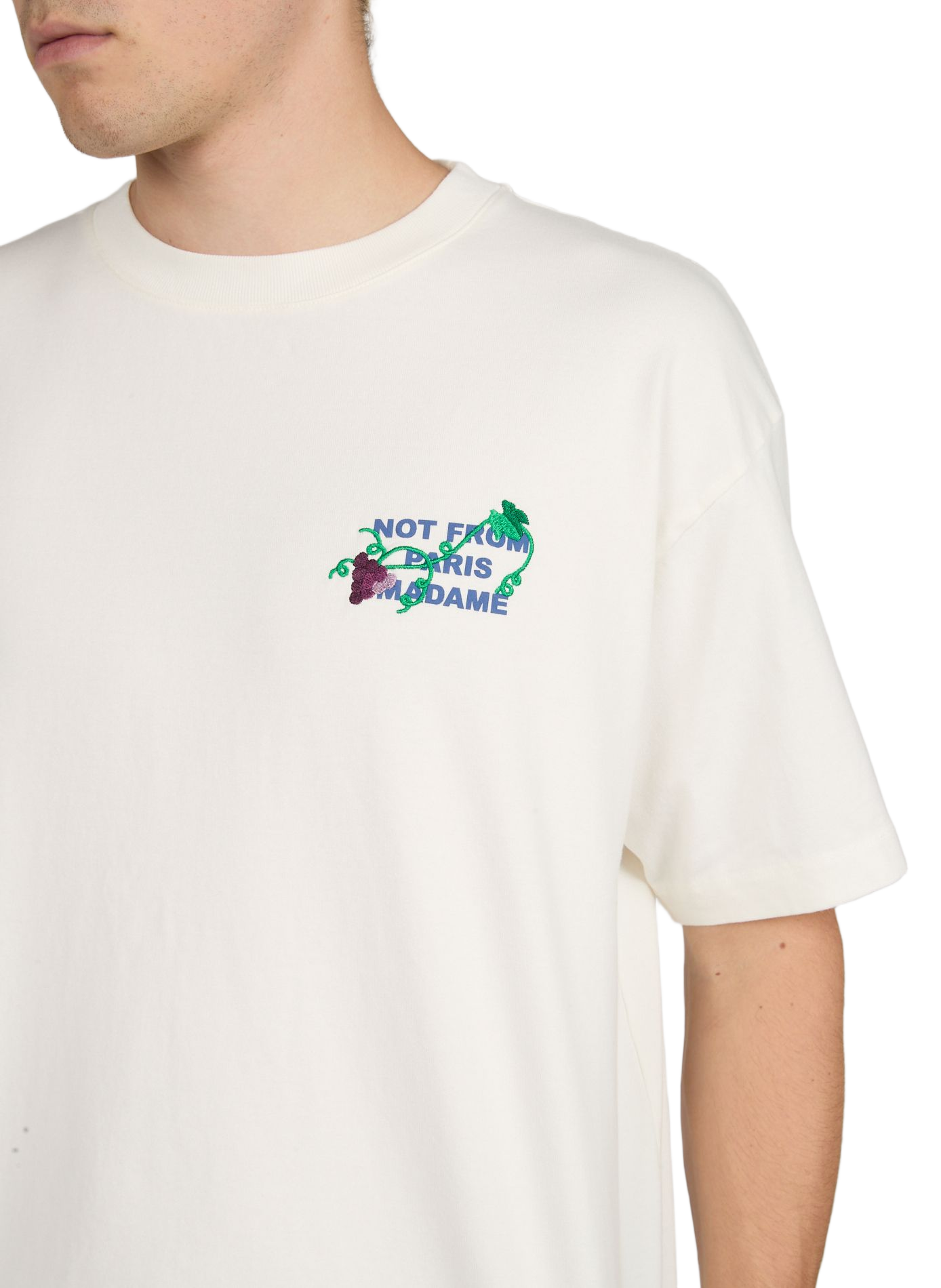 T-shirt brodé au dos en coton  DROLE DE MONSIEUR Blanc