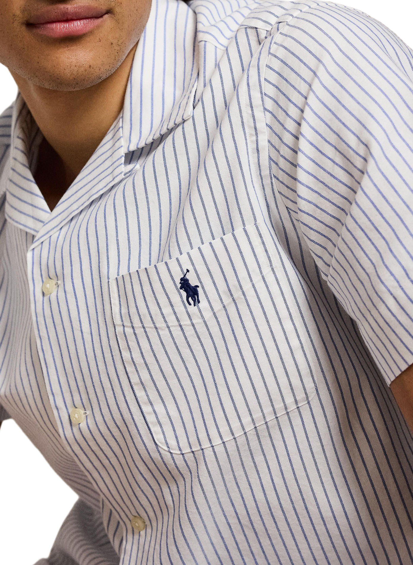 Striped short-sleeve cotton shirt POLO RALPH LAUREN White