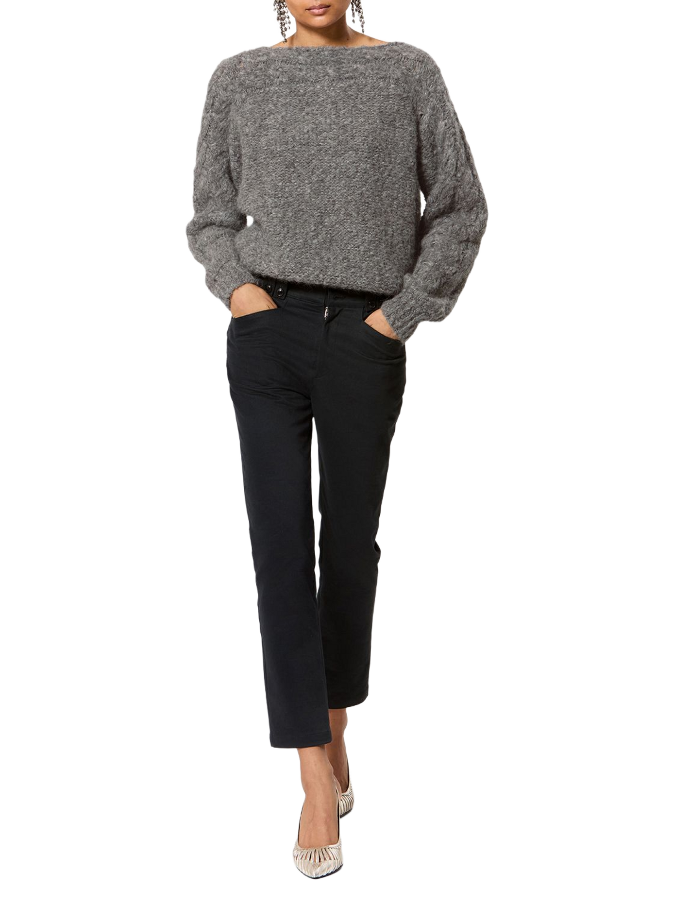 Ponara Wollmischpullover mit gebürsteter Schurwolle ISABEL MARANT Grau