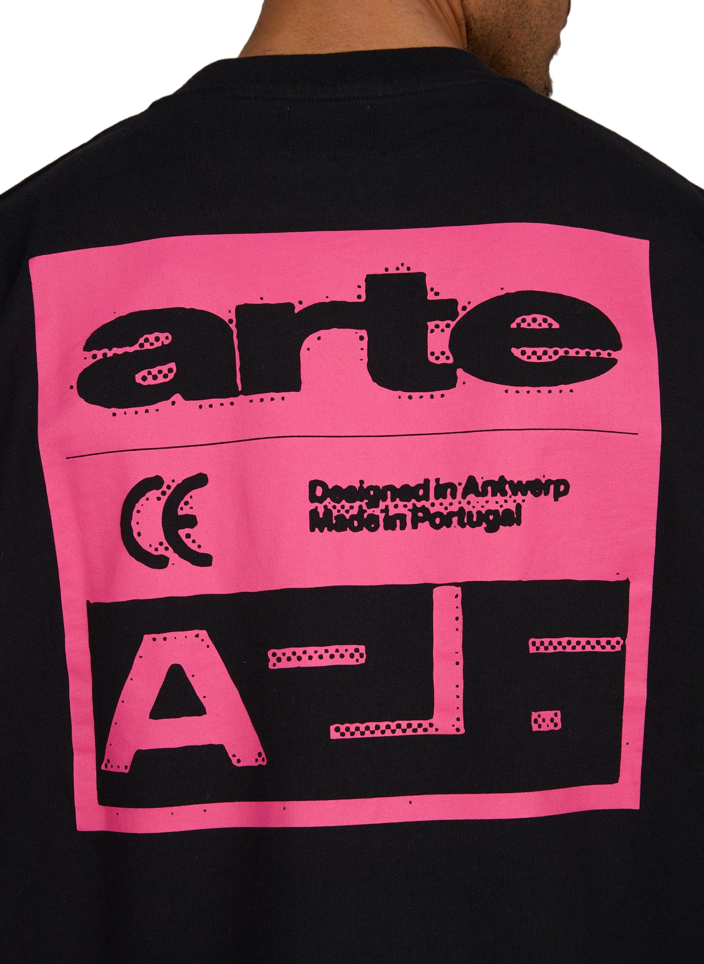 Round neck straight fit cotton T-shirt with screen printing ARTE ANTWERP Black
